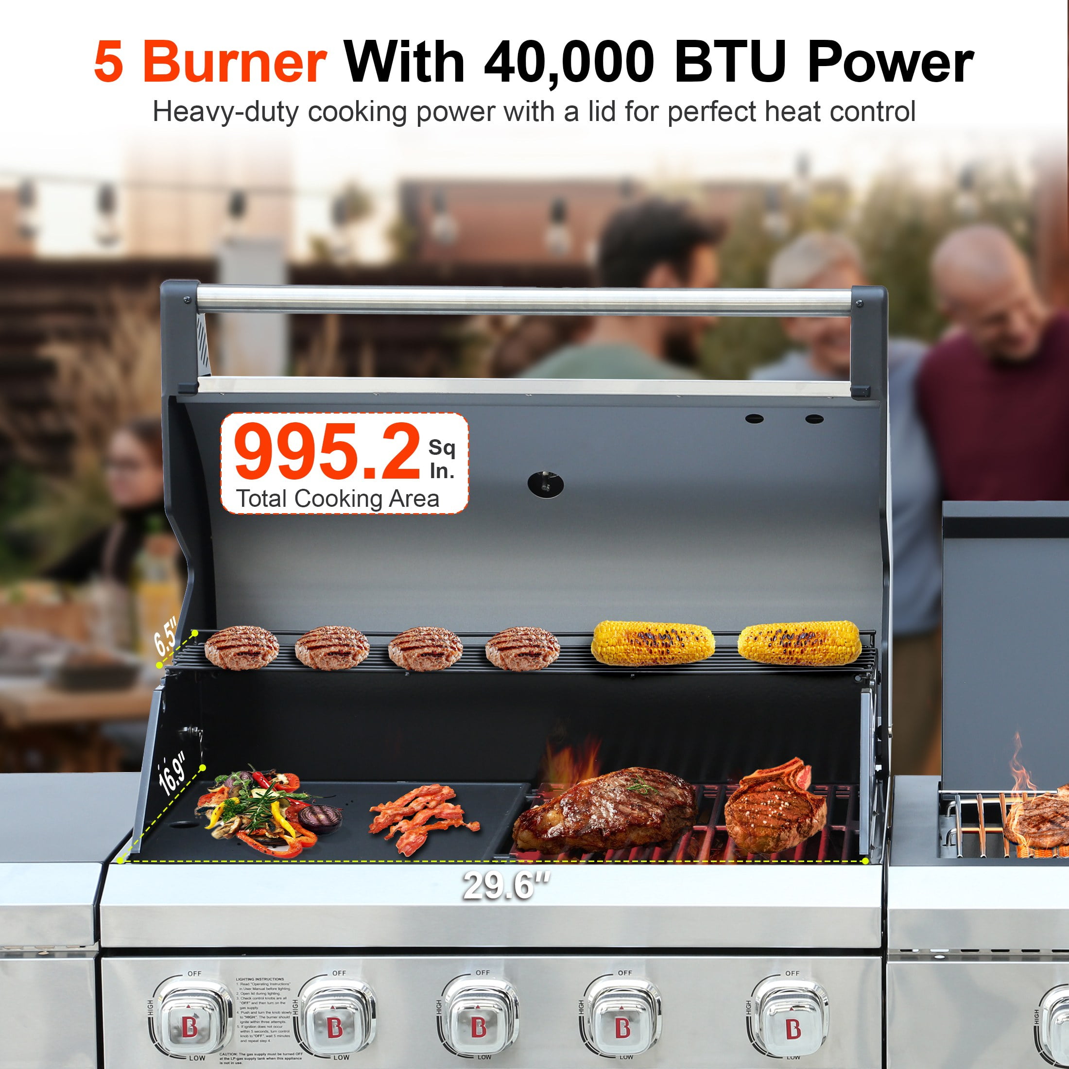 Brand-Man Outdoor Modular Island Kitchen Grill with Sink Station (Black, 90.4 in) bcge2