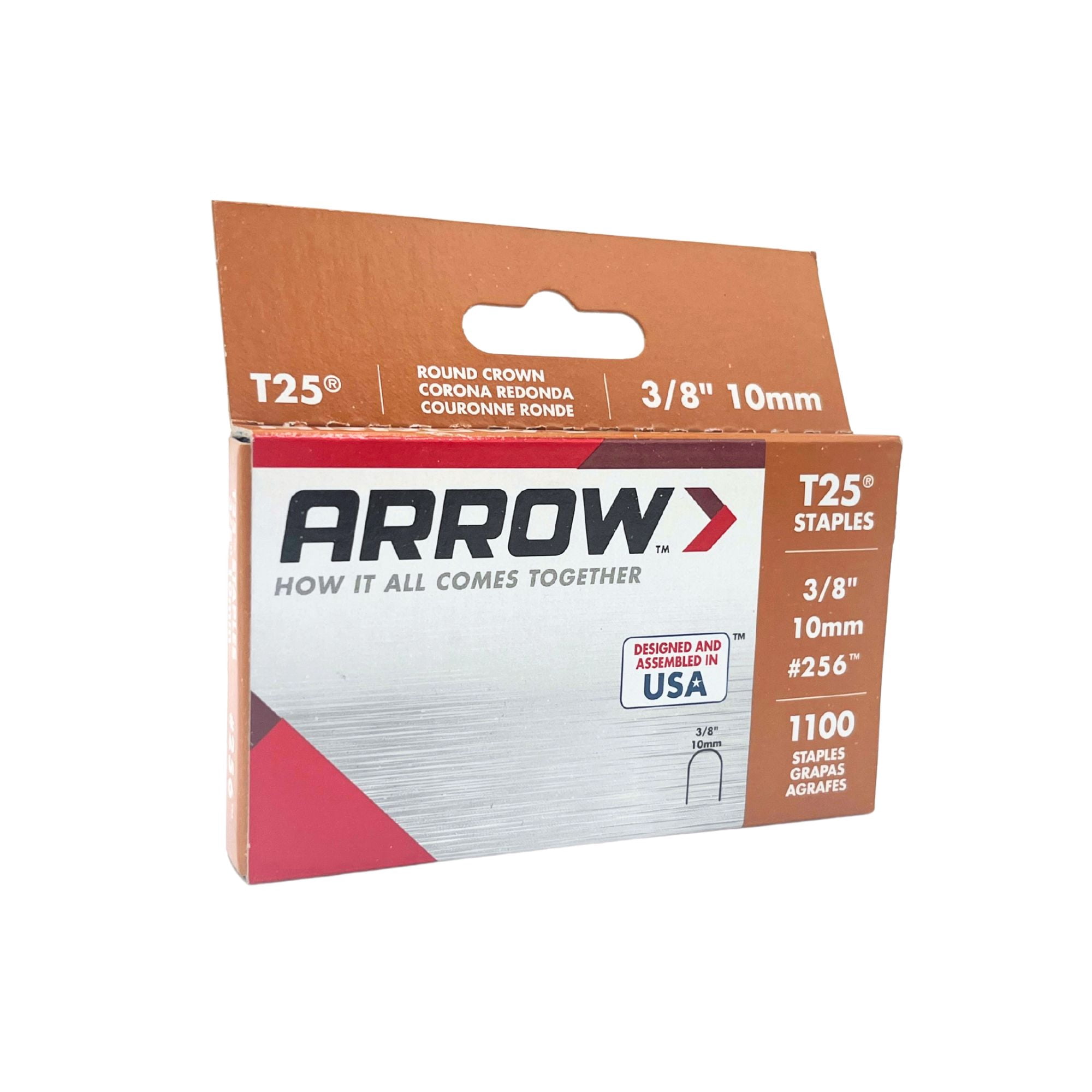 Arrow T25 Heavy Duty Round Crown Staples for Wire and Cable (3/8 in, 1,100 Pack) w7ynr