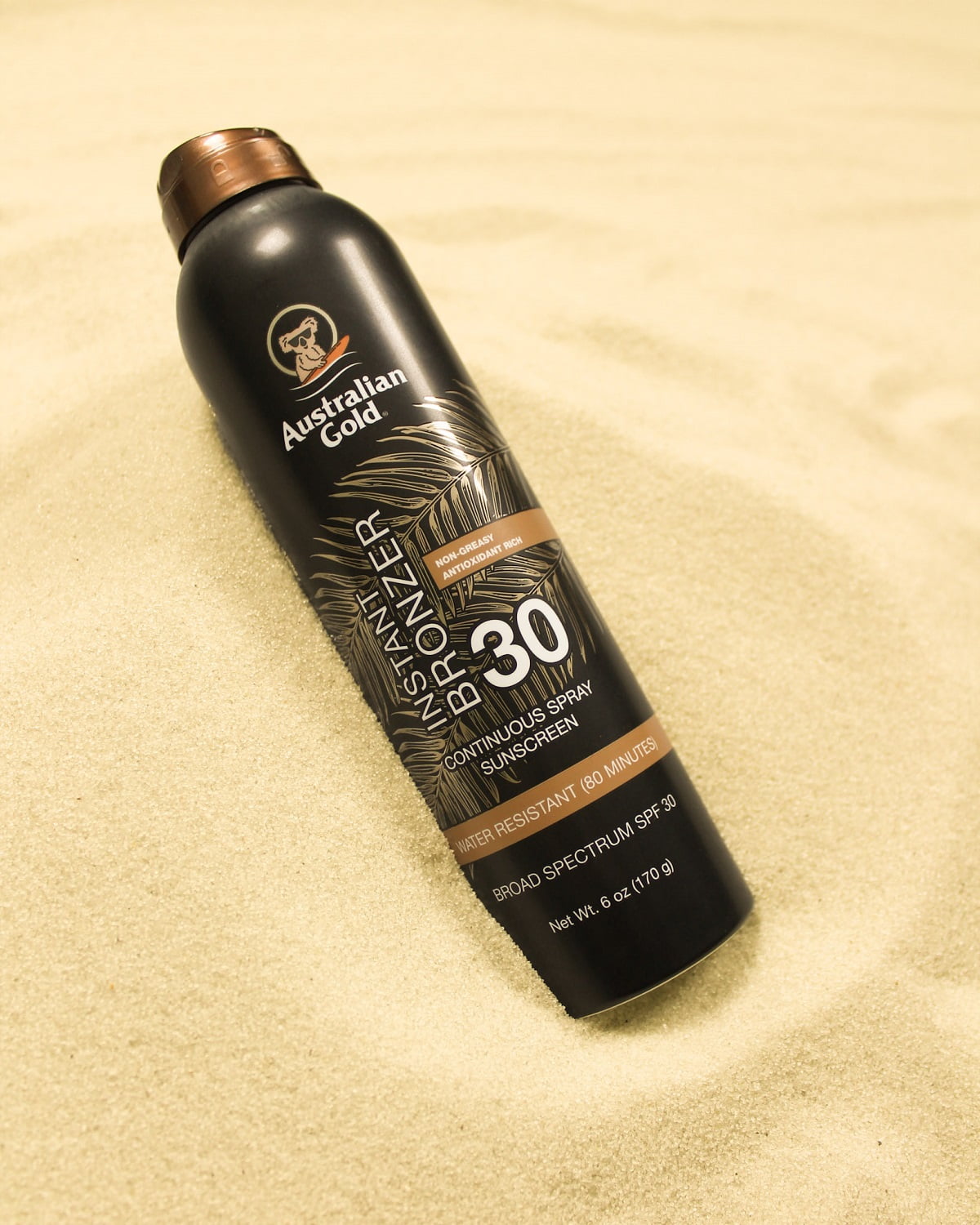 Australian Gold SPF 30 Continuous Spray Sunscreen with Instant Bronzer (Gold, 2 Pack, 6 oz) an6xg
