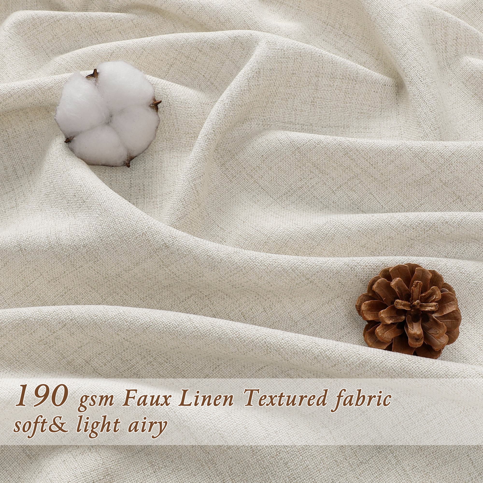 OVZME Light Filtering Faux Linen Window Curtains, Soft Airy Farmhouse Drapes for Living Room and Bedroom (White, 42 in x 63 in, 2 Panels) 8k7xt