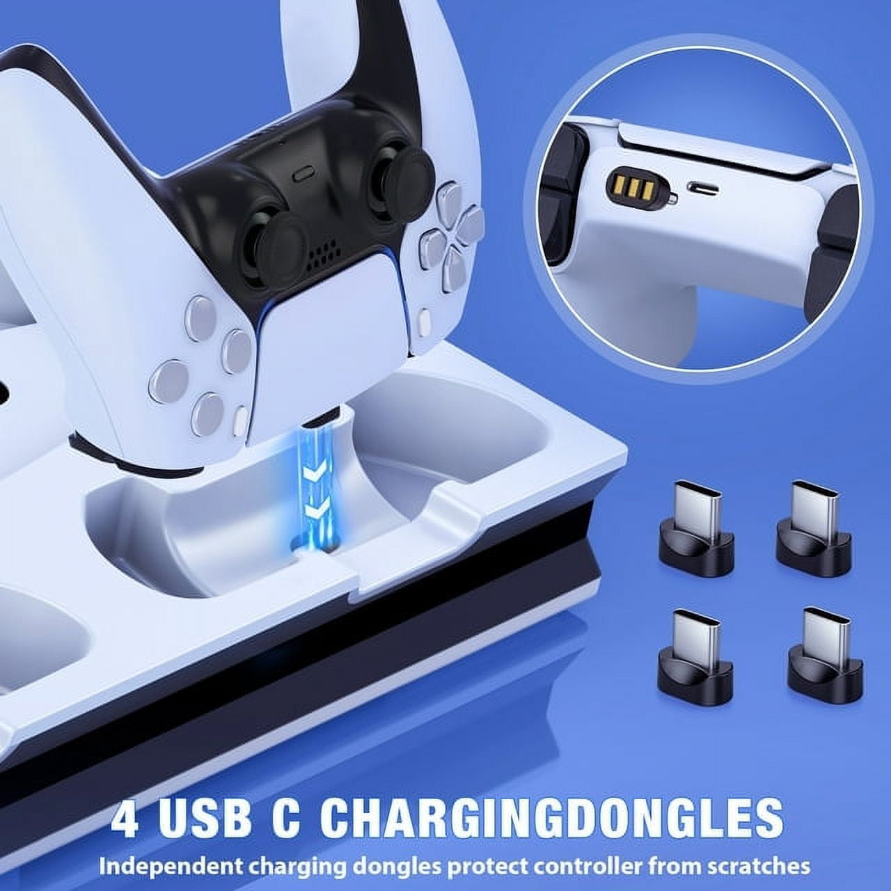 Esywen PS5 Cooling Stand with Dual Controller Charger and Headset Hook (White, 1 Pack) 0zyq5