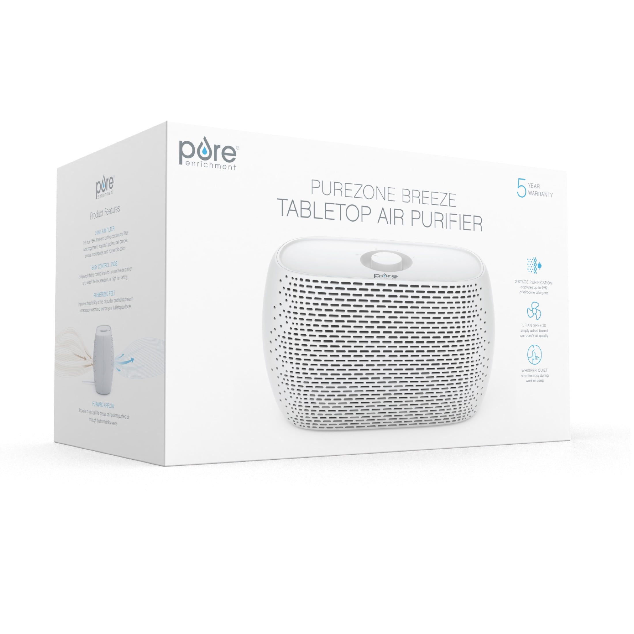 Pure Enrichment PureZone Breeze Tabletop Air Purifier with True HEPA Filter (White, 1 Unit) 59bqs