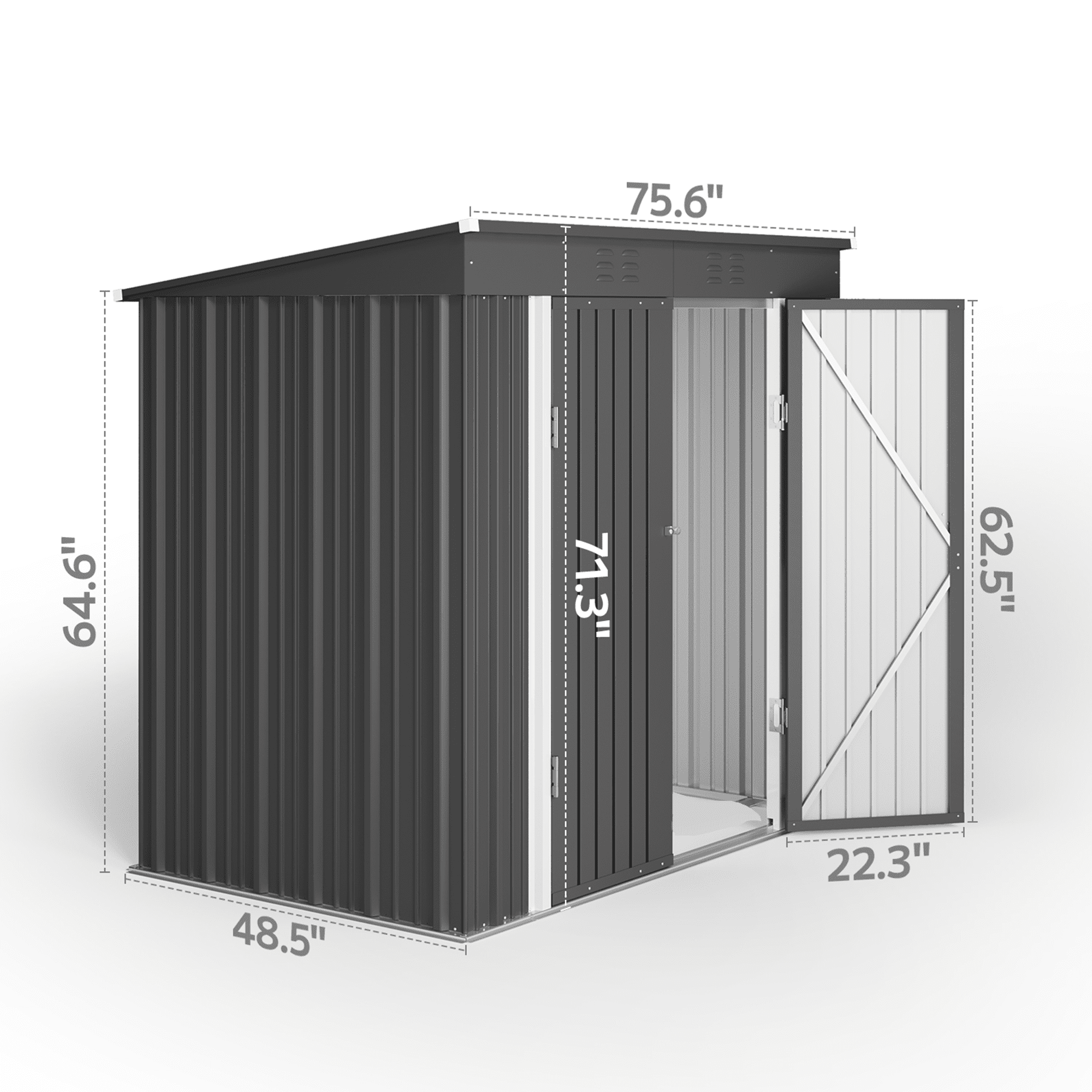 Asofer Outdoor Storage Shed, Heavy-Duty Galvanized Steel Garden Tool House with Lockable Door (Dark Gray, 6 ft x 4 ft) 2vr57
