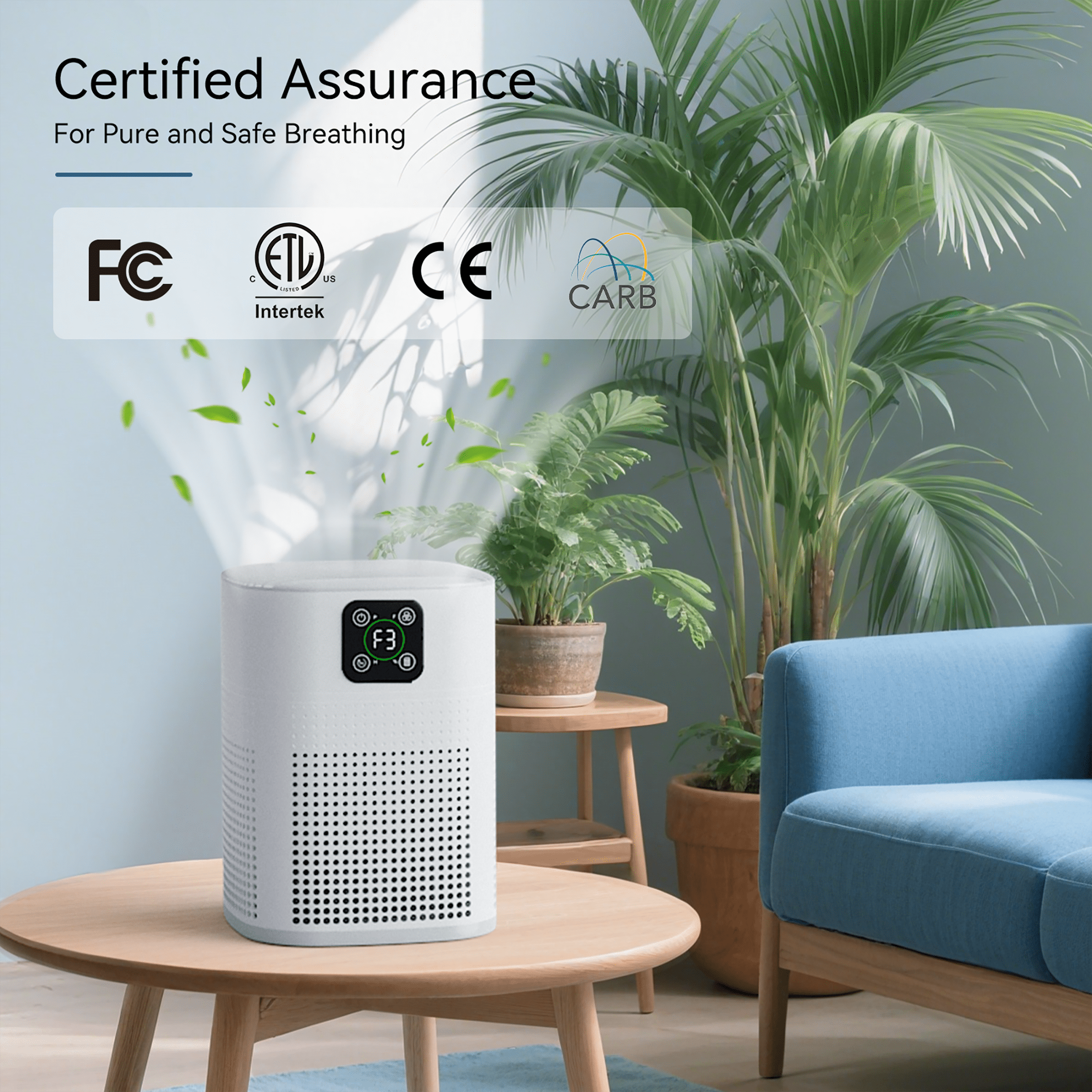 OUNEDA H13 True HEPA Air Purifier for Home, 360-Degree Air Inlet, 3-Speed Quiet Filtration (White, 1076 sq ft) 6guxm