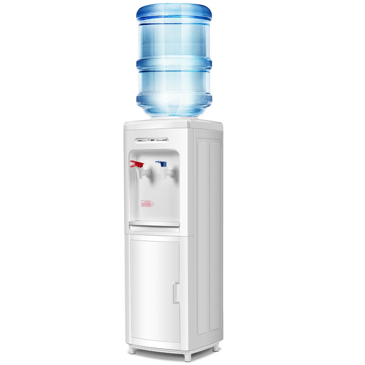 Costway Electric Water Dispenser Bottom Load Cooler with Storage Cabinet (White, 5 gal) 23c2d