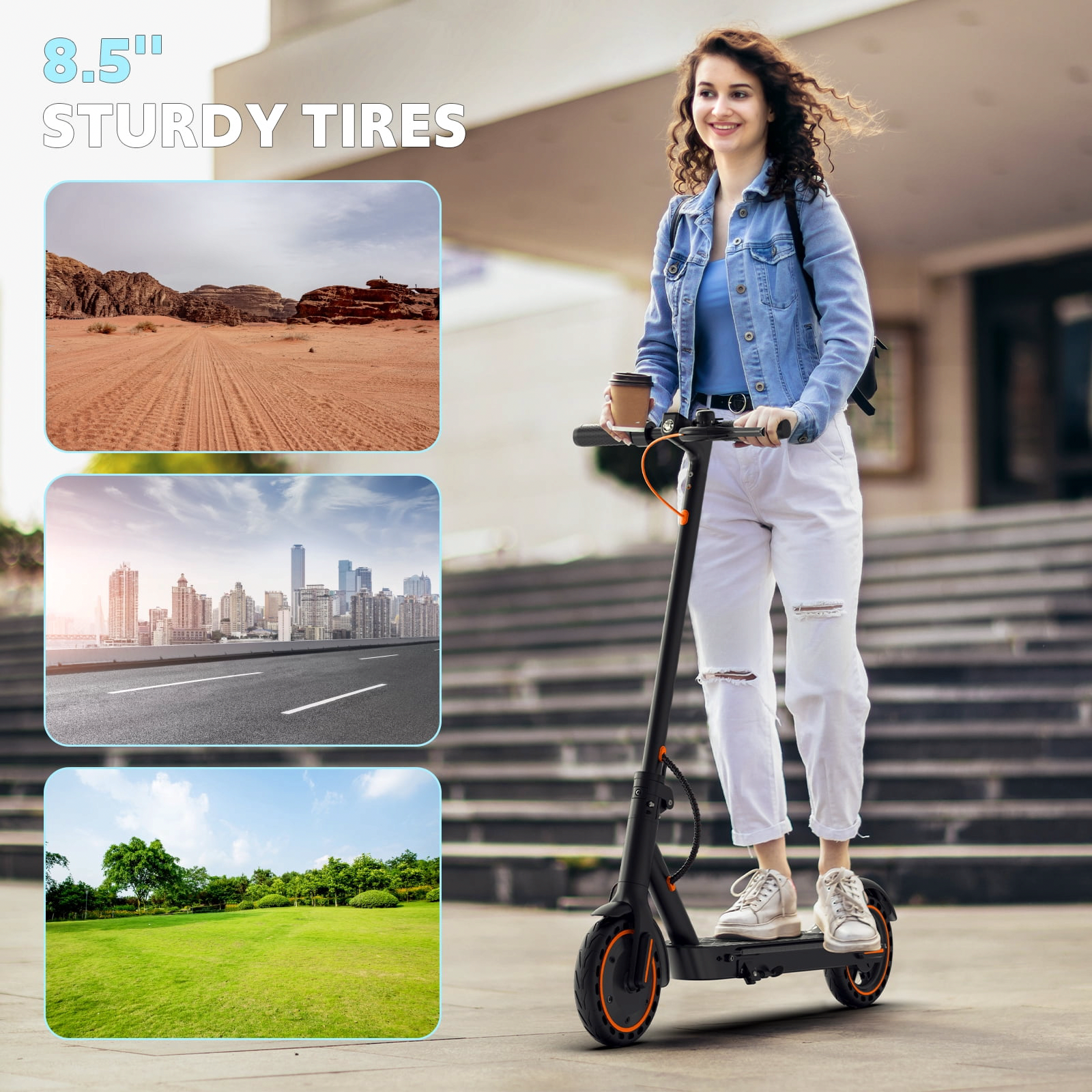 Hapali Electric Scooter for Adults, Folding E-Scooter with 550W Motor and Side Lights (Black, 31 lb) ifkkp