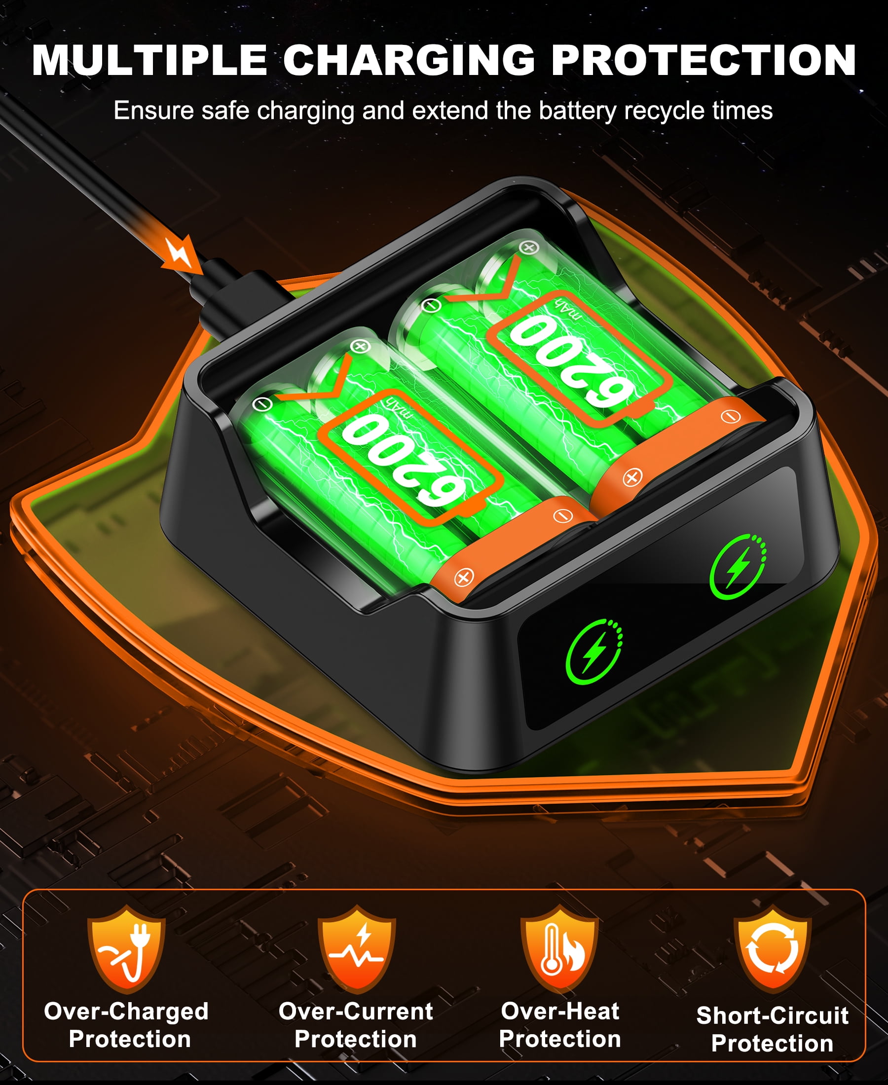 EUROA Rechargeable Battery Pack for Xbox Series X/S and Xbox One Controllers (Orange, 2 Pack) gp9me