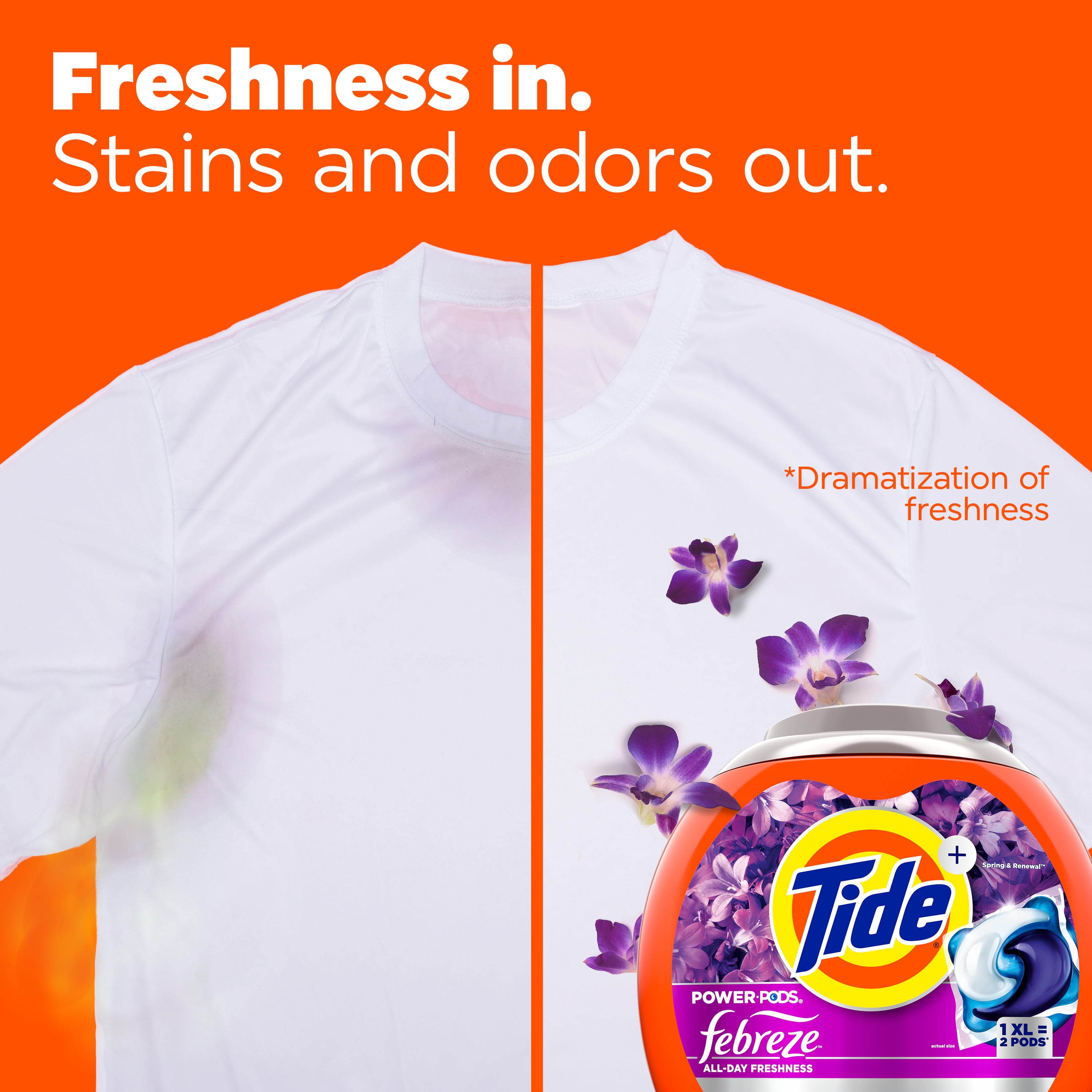 Tide Power PODS Laundry Detergent Pacs with Febreze Odor Eliminators, Spring & Renewal (45 Count) vr5sc