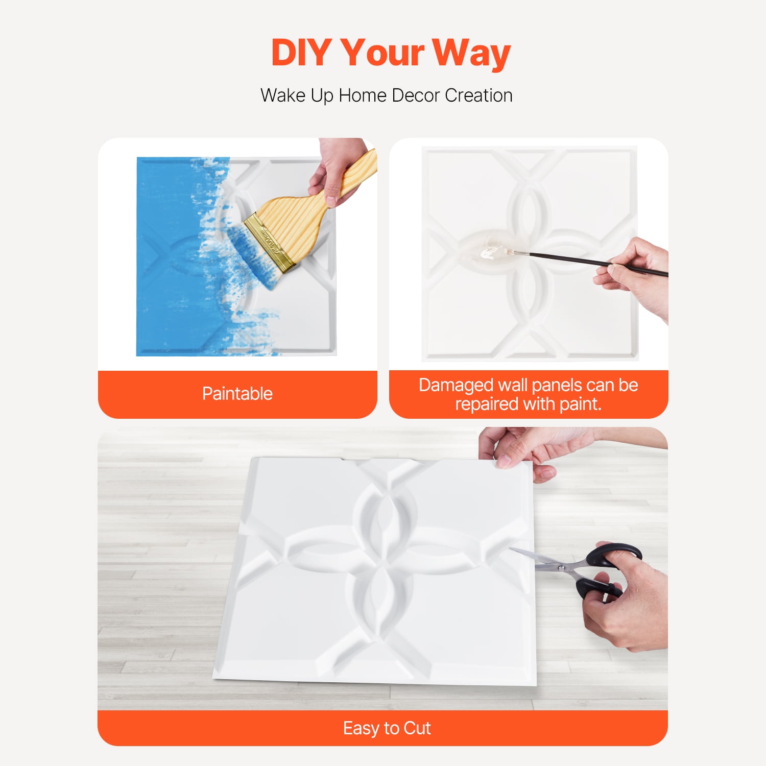 KFFKFF 3D Wall Panels, Decorative PVC Floral Wall Coverings for Home Decor (White, 33 Pack, 11.81 x 11.81 in) ykmi7