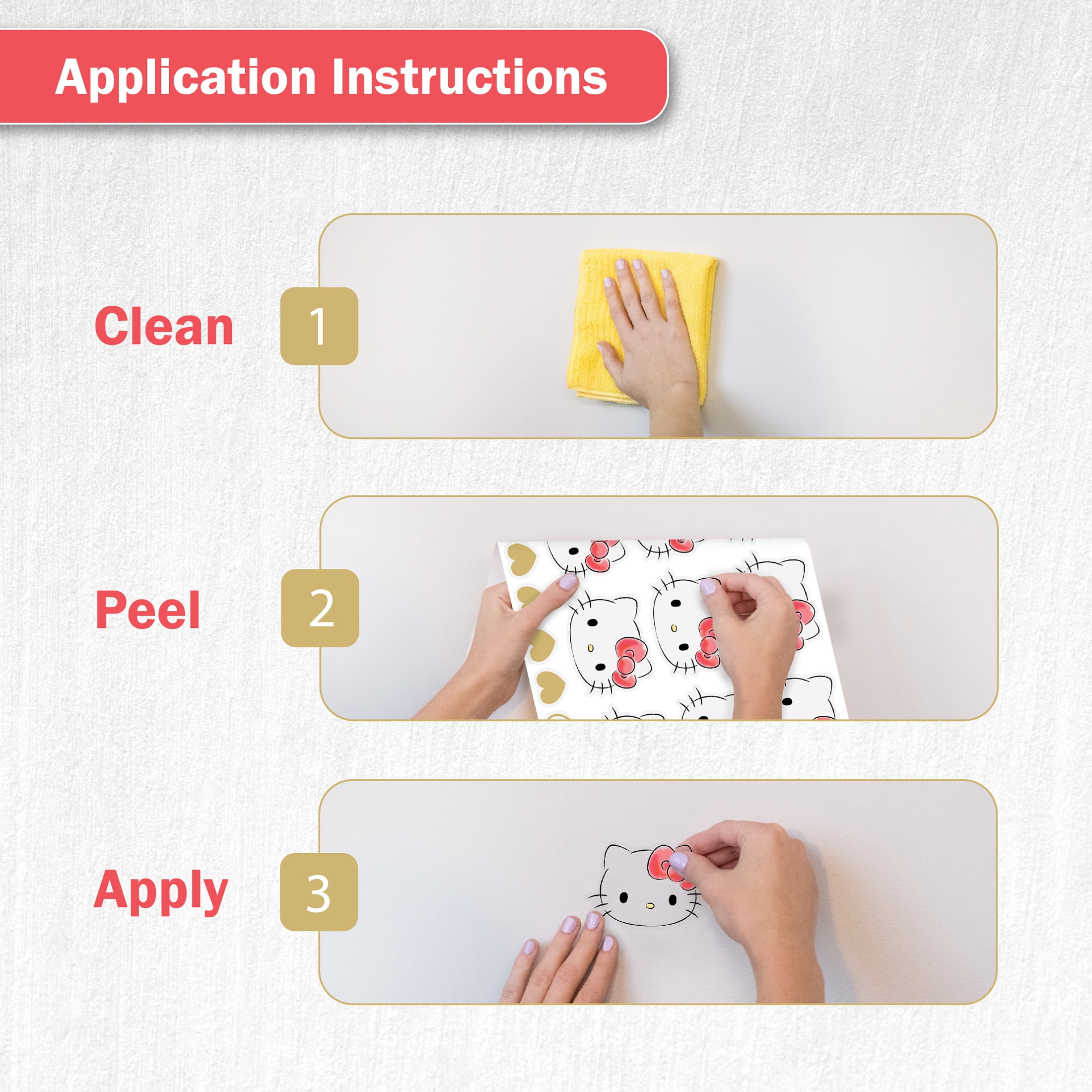 Wall Palz Hello Kitty Vinyl Wall Decals Peel and Stick Room Decor (Pink, 94 Count) lzjqu