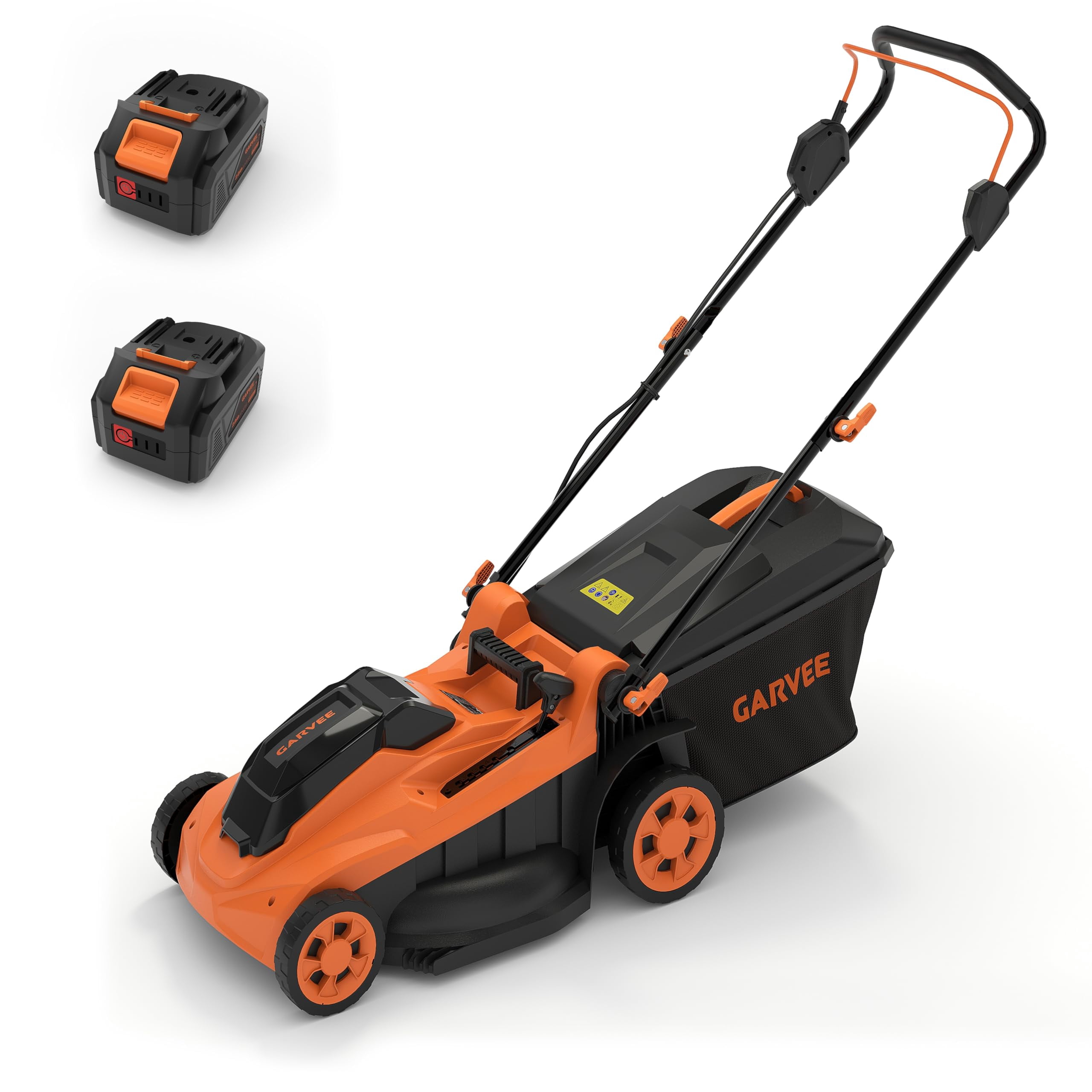 Sunvasagoo 40V Cordless Electric Push Lawn Mower, 17-Inch Cutting Deck, 6-Position Height Adjustment (Black/Orange, 17 in) yfljp