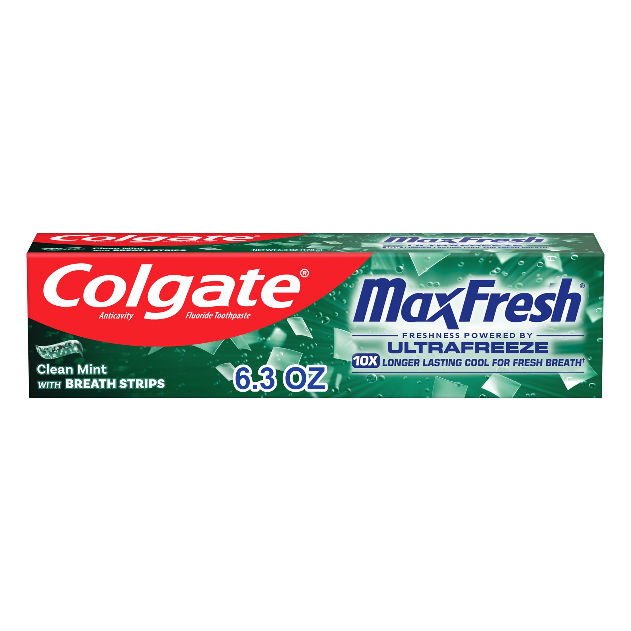 Colgate Max Fresh Whitening Toothpaste with Mini Breath Strips, Clean Mint (6.3 oz) 0uivi