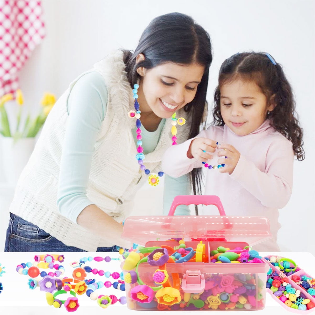 Somnr Pop Beads Jewelry Making Kit, DIY Arts and Crafts Set for Kids (Multicolor, 700+ Pieces) 1sgx0