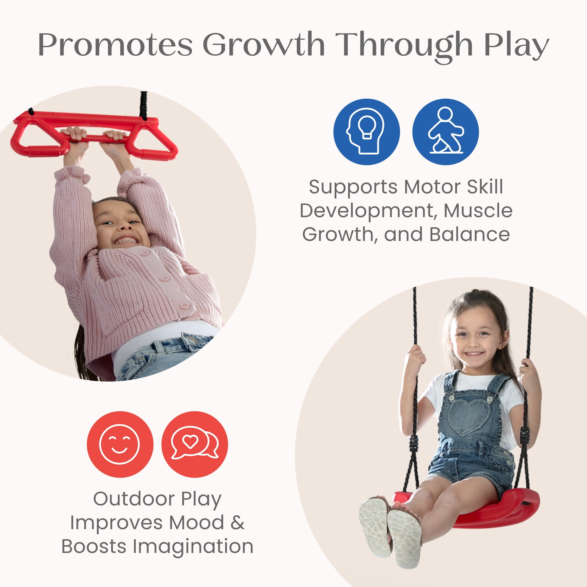 Delta Children FunZone Outdoor Metal 3-Piece Swing Set with 2 Swings and 1 Trapeze Bar (Blue/Red, 144 in W x 54 in D x 70 in H) e1y6s