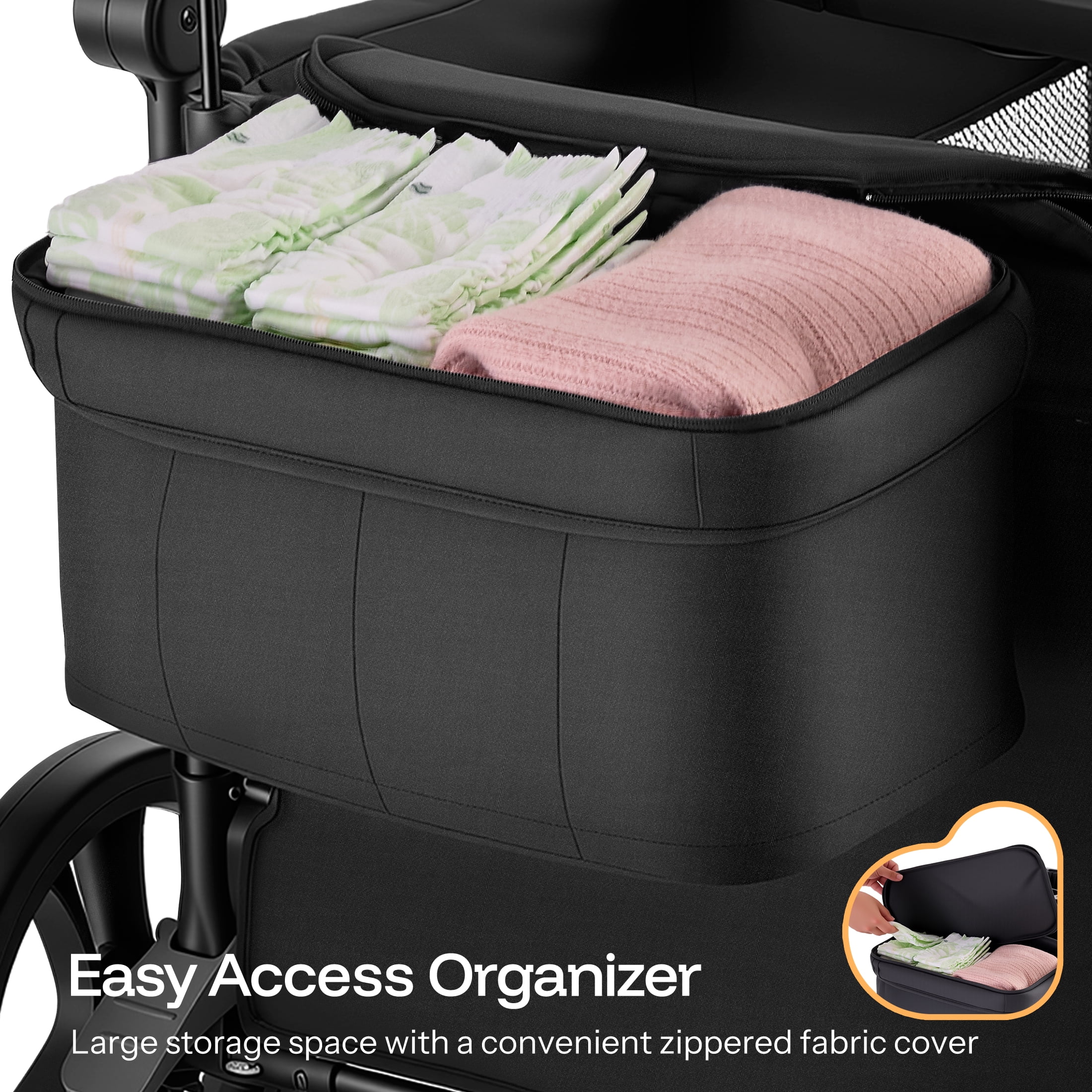 HARPPA Foldable Wagon Stroller for 4 Kids with 5-Point Harness and Canopy (Black) k8gyb - Image 9