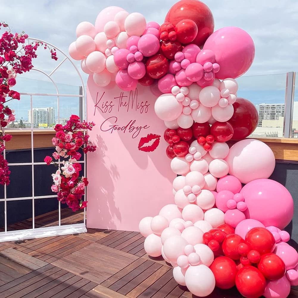 WYZCTTD Valentine's Day Balloon Garland Arch Kit, Party Decoration Supplies (Pink, Red, Rose Red, 149 Pieces) rbq5v