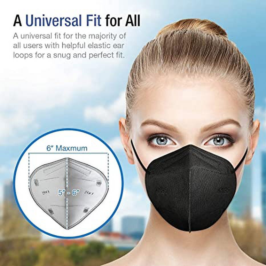 CandyCare KN95 Protective Face Mask Breathable Multi-Layer Filtration (Black, 20 Pack) dy1ea
