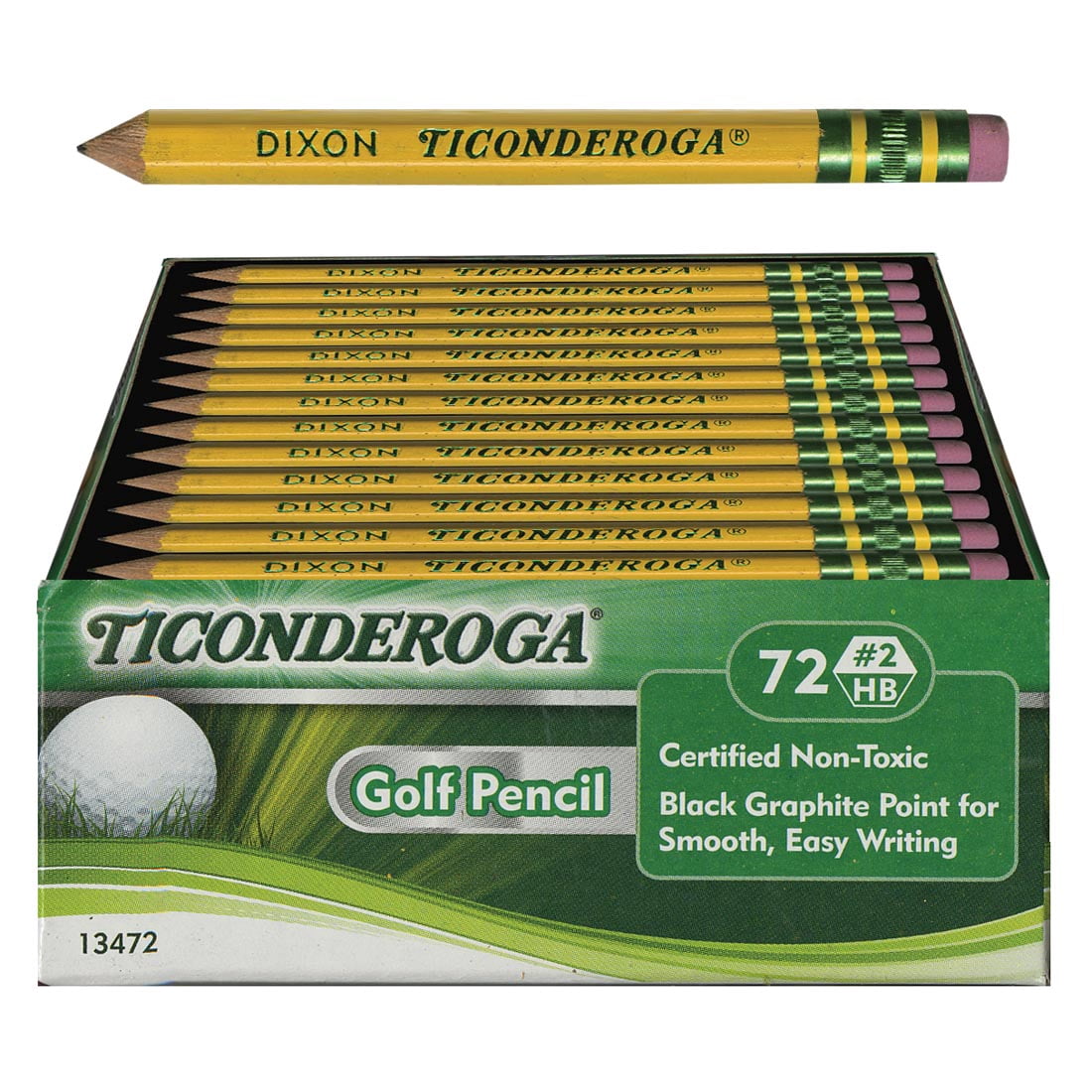 Ticonderoga Golf Pencils, Pre-sharpened #2 HB Graphite, Smooth Writing with Erasers (Yellow, 72 Count) gu4sb