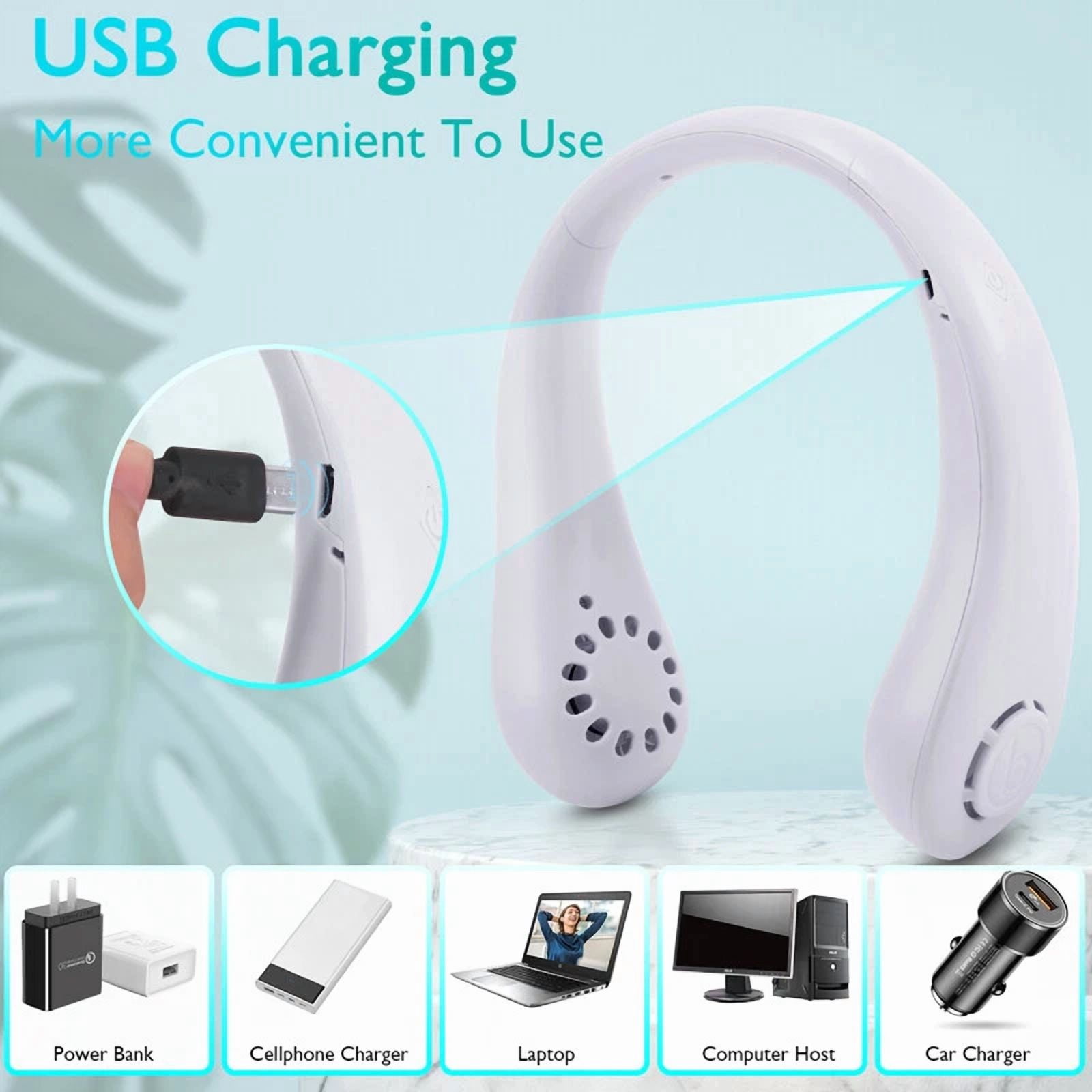 VAULT Portable Neck Fan Rechargeable Hands-Free Personal Cooling Device (1000 mAh) 3pv3h