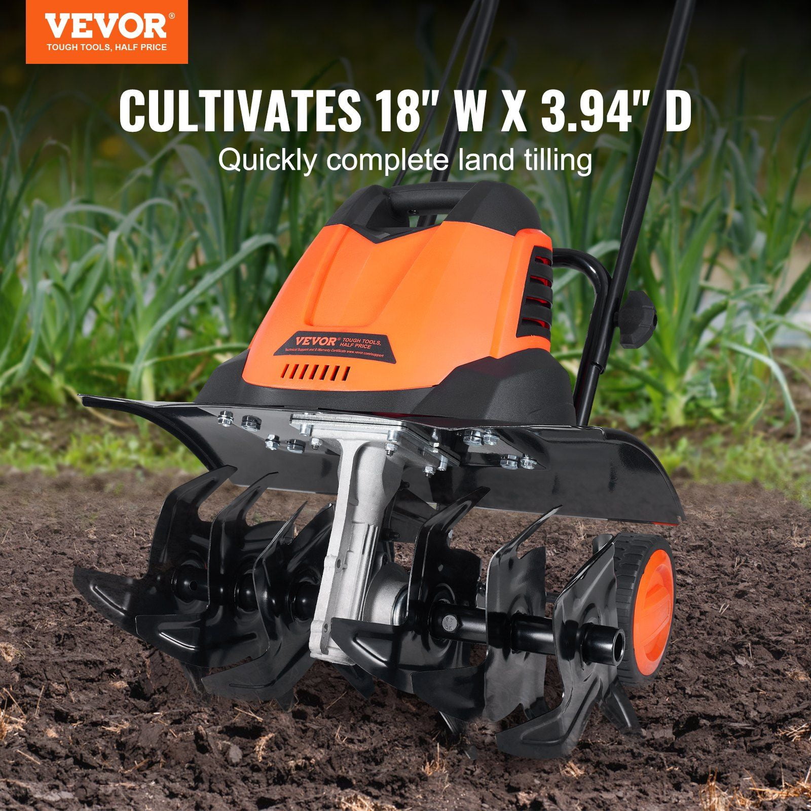 GardenJoy Electric Rototiller, 12 Amp Garden Cultivator, 18 in Working Width (18 in W x 3.94 in D) le1u1