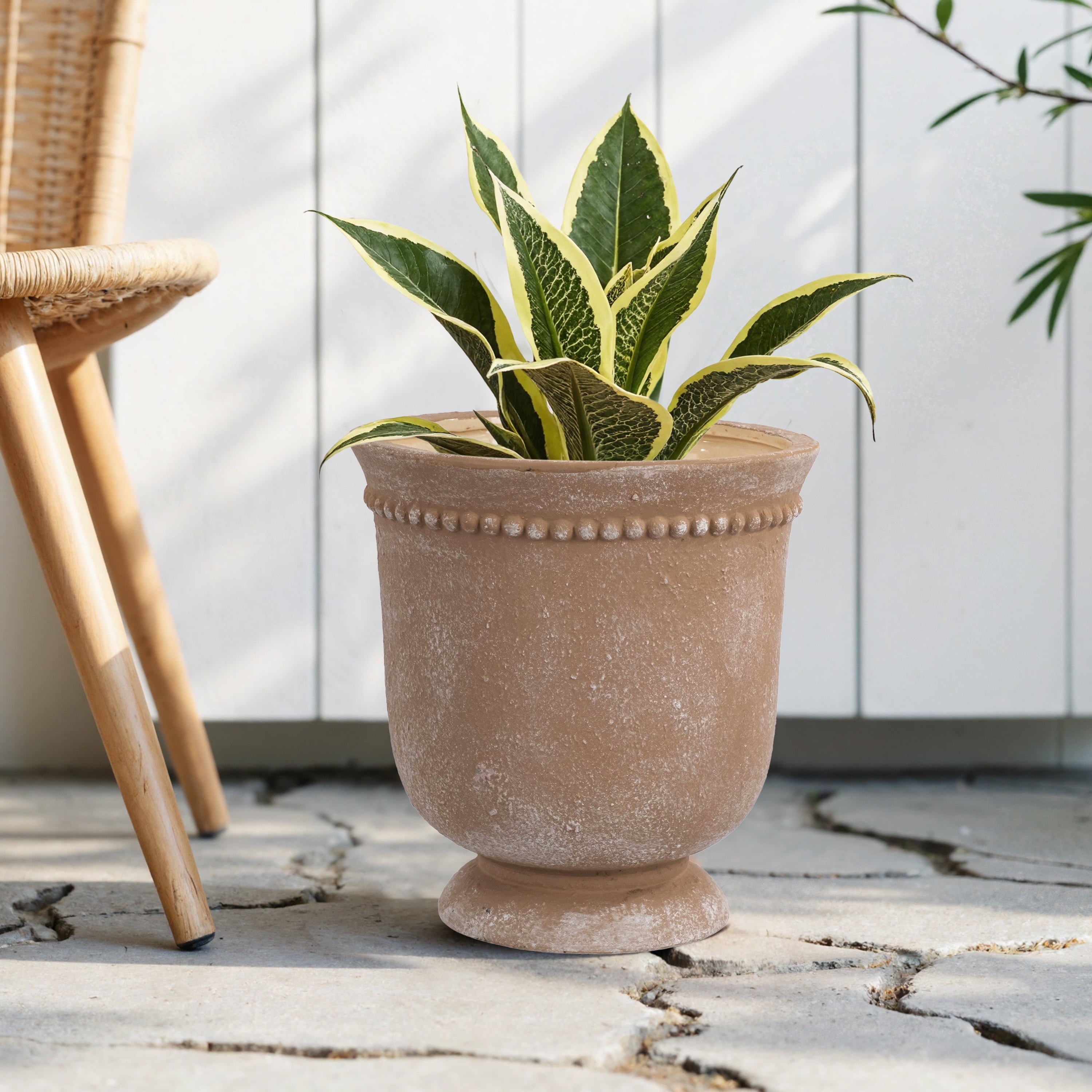 My Texas House Ceramic Urn Planter Pot with Elegant Dot Pattern (Brown, 8.1 in) 0fqa6