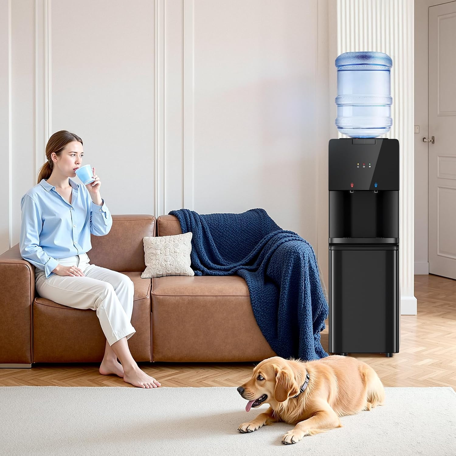 UrbanSync Top Loading Water Cooler Dispenser with Hot and Cold Temperature Settings (Black, 3 or 5 Gallon) 217ku - Image 2