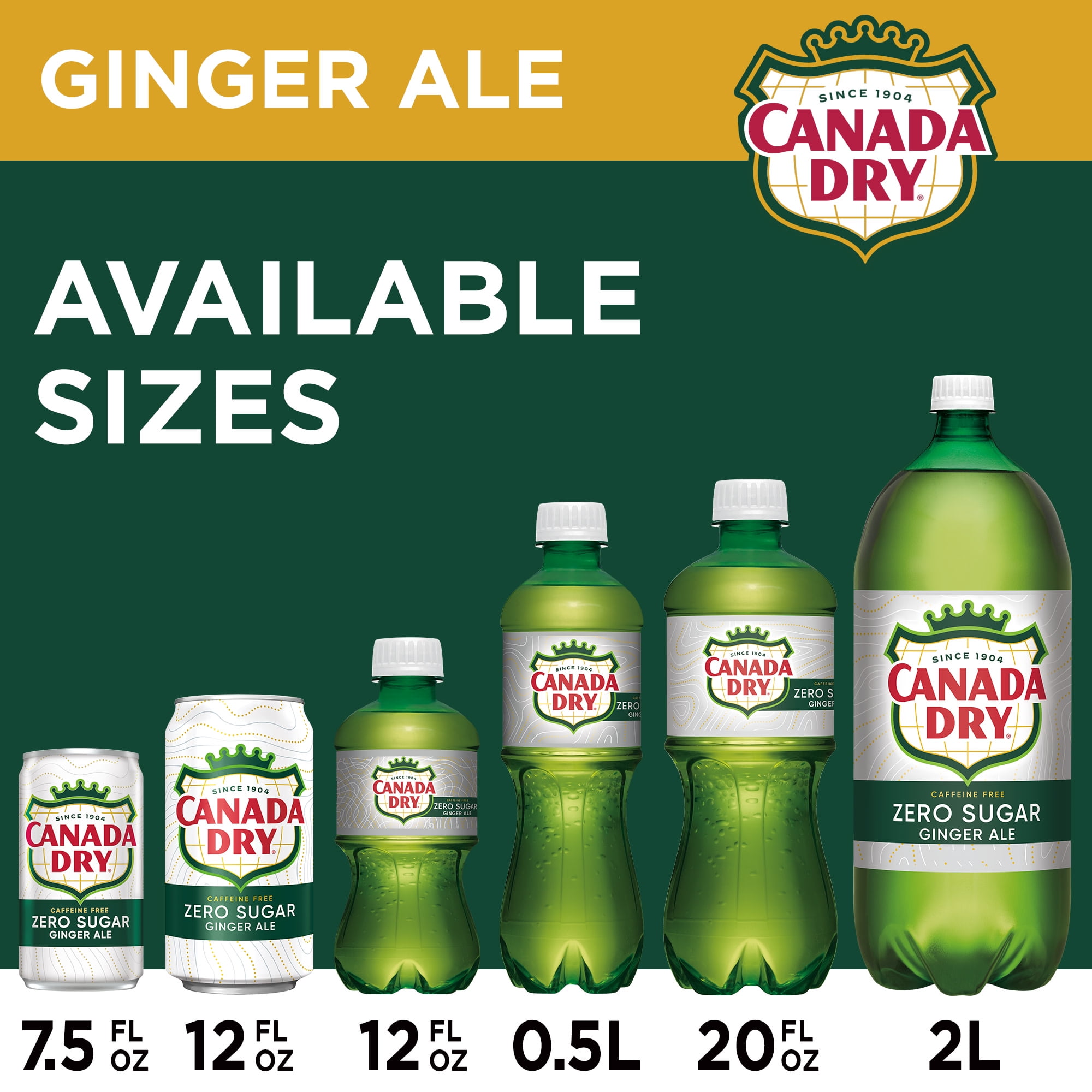 Canada Dry Ginger Ale Zero Sugar Soda, Caffeine Free, Refreshing Carbonated Beverage (12 fl oz, 12 Pack) cscmh