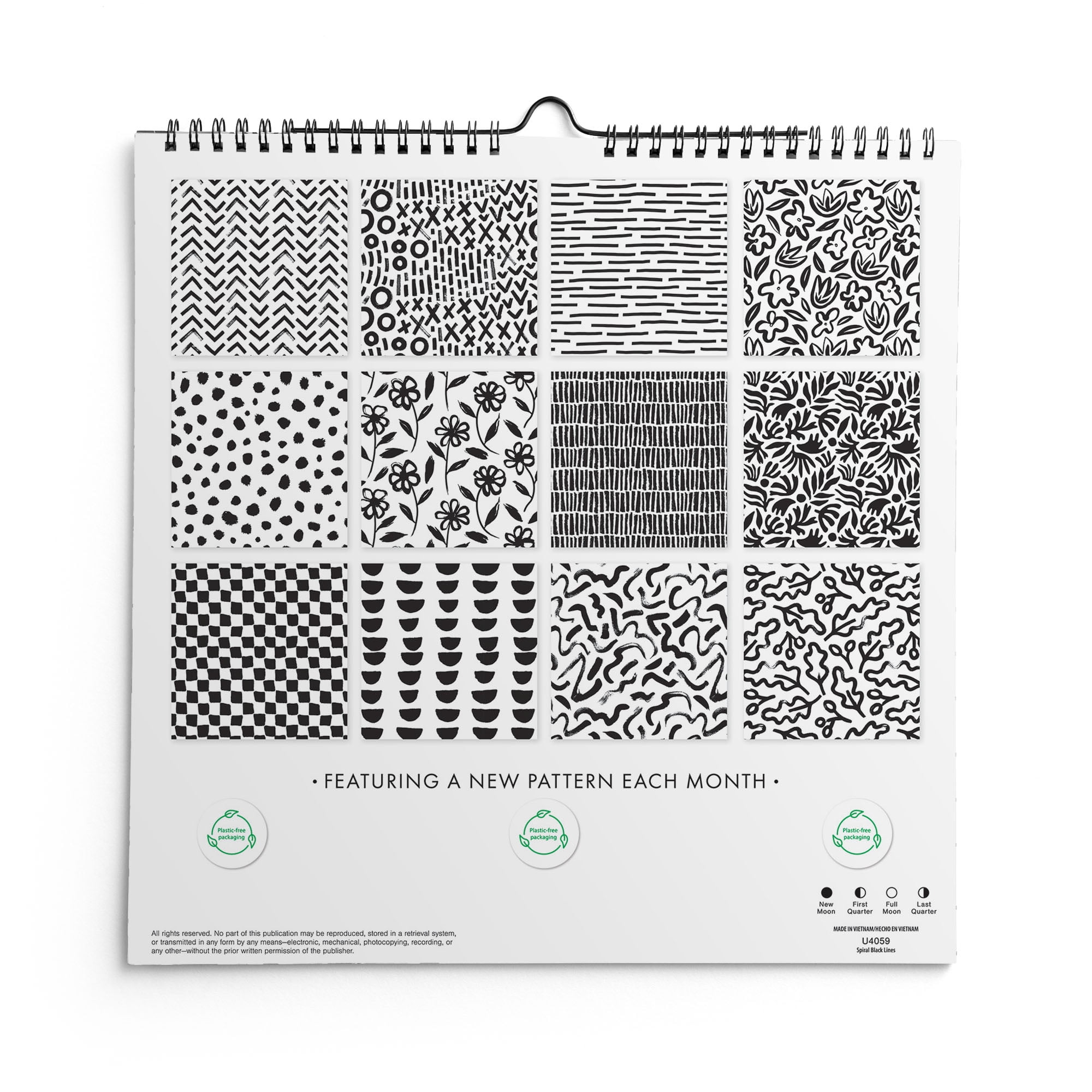 Pen+Gear 2026 Monthly Spiral Wall Calendar (Black, 12 in x 12 in) 6acbj