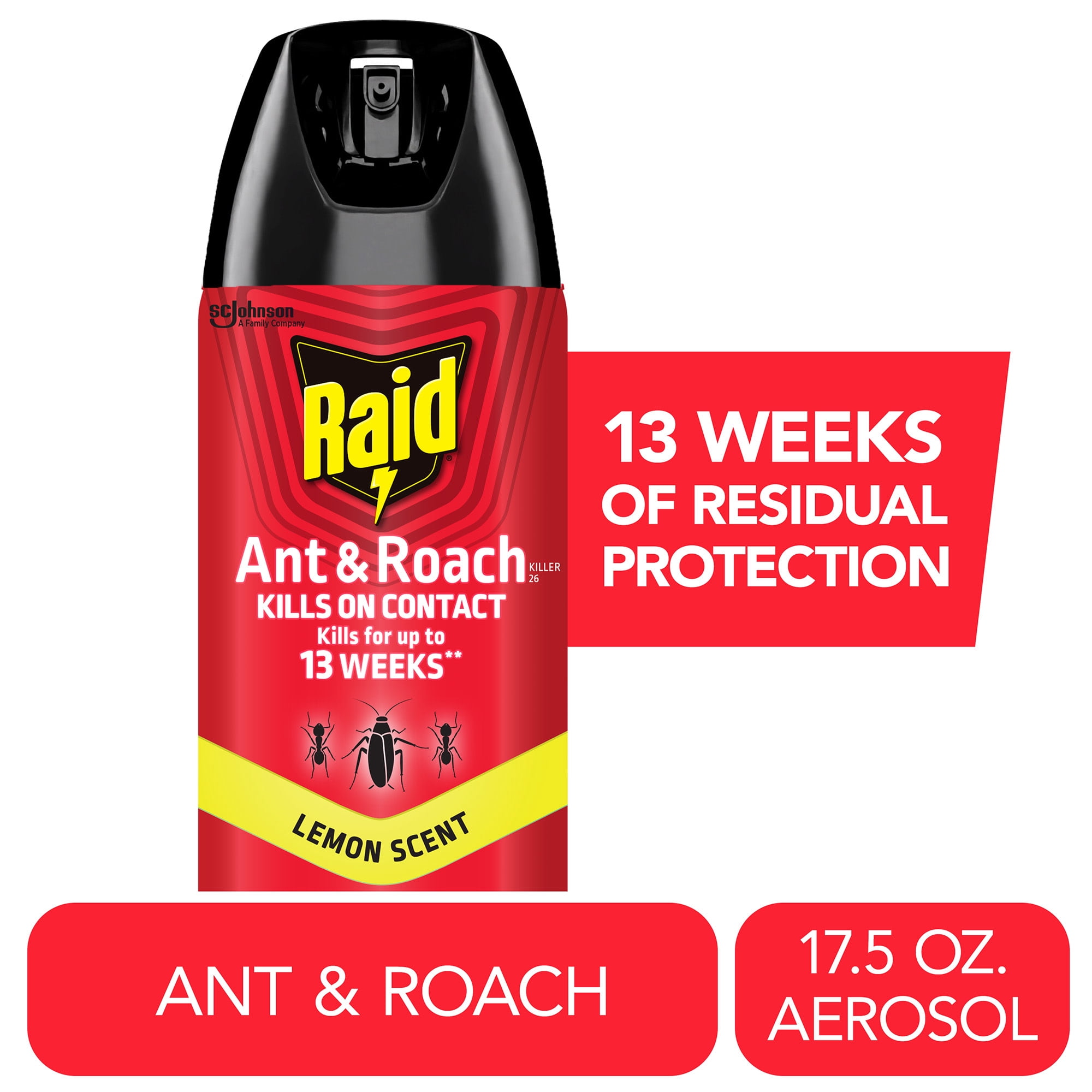 Raid Ant and Roach Insect Killer Spray, Lemon Scented Indoor Pest Control (17.5 oz) 5pq18