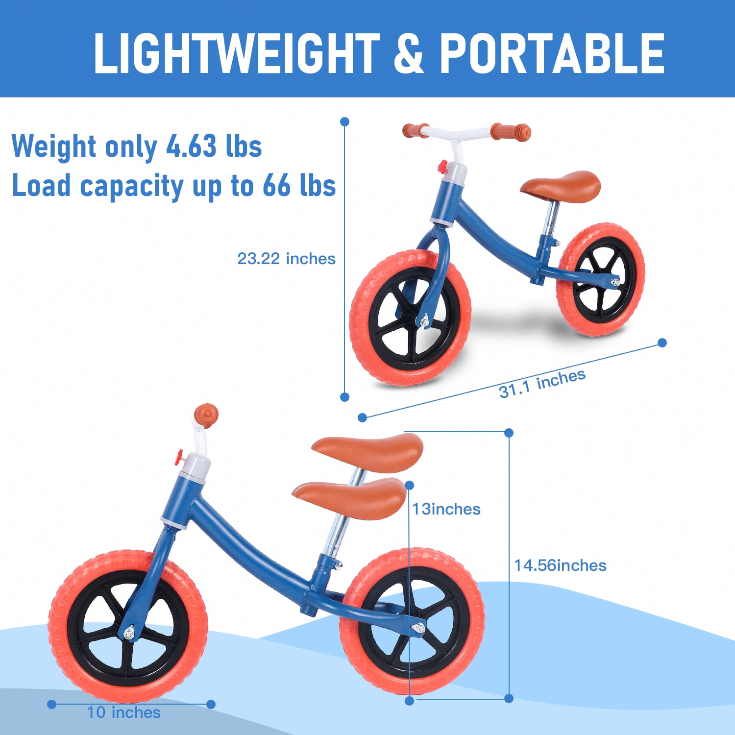 Eotvia Kids Balance Bike, Lightweight Carbon Steel Toddler Bicycle with Adjustable Seat (10 in) ruav5