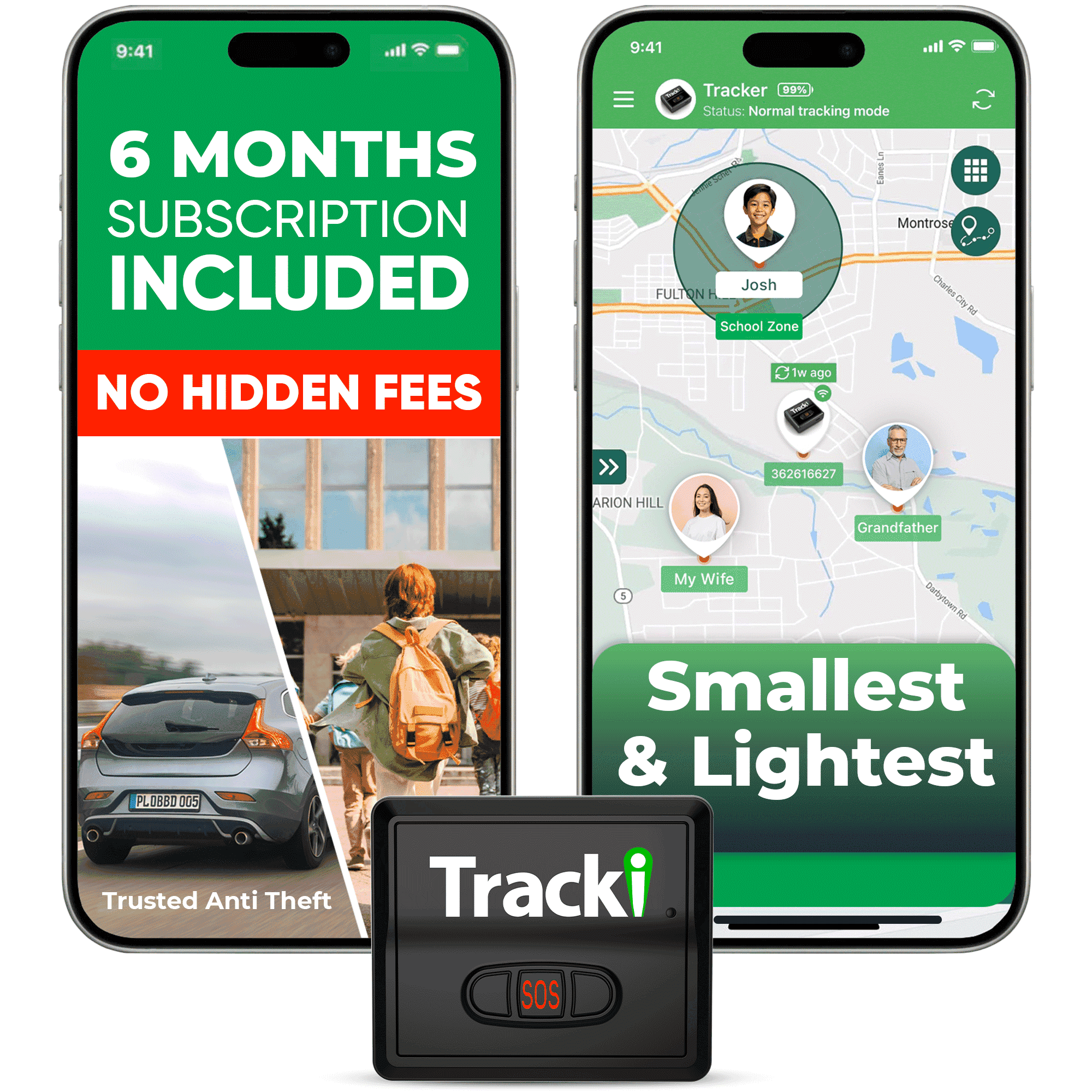 Tracki Magnetic GPS Tracker for Vehicles, 4G LTE Real-Time Tracking Device (Black, 1.26 oz) tdyp8