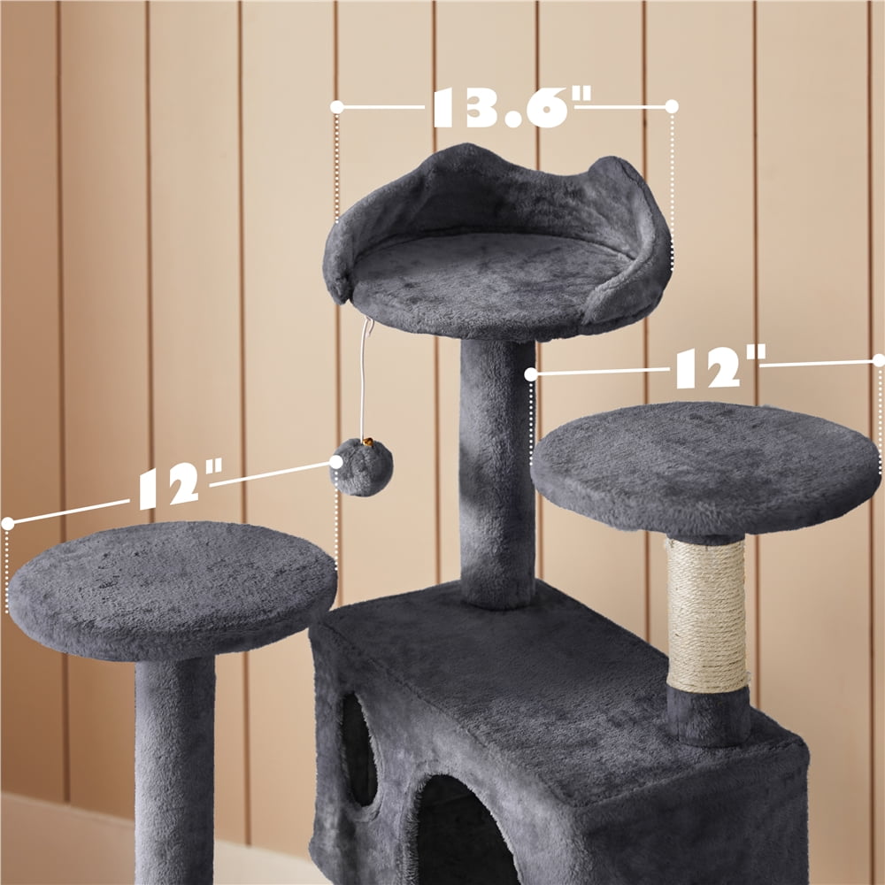Yaheetech Multi-Level Cat Tree with Double Condos and Scratching Posts (Dark Gray, 53.9 in) ftvcx - Image 5