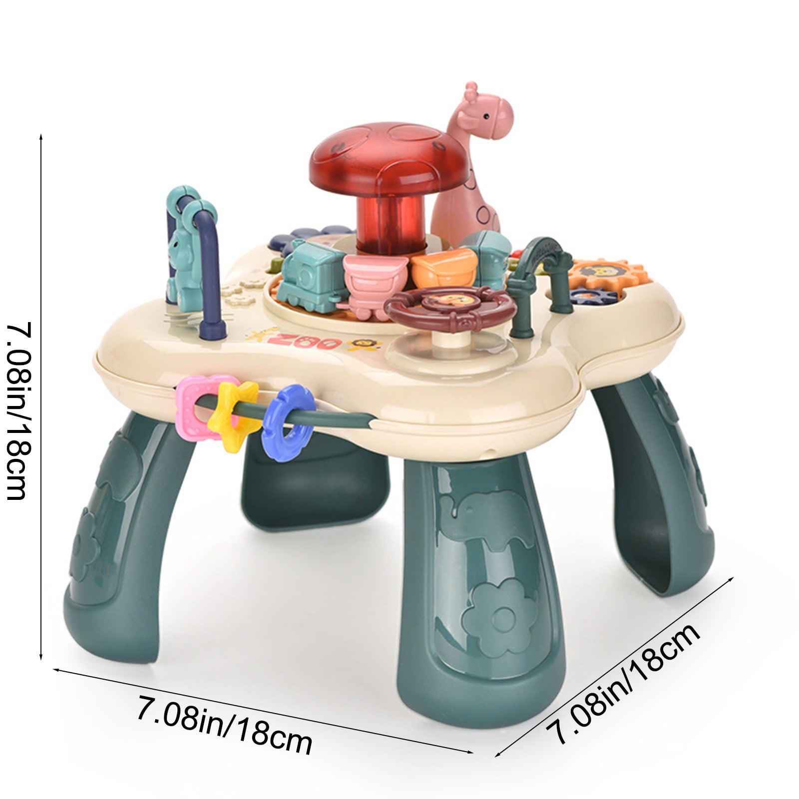 OEFNTAC Multifunctional Activity Learning Table for Toddlers, Interactive Musical Educational Toy with Animal Sounds (18 in x 18 in) xevnj