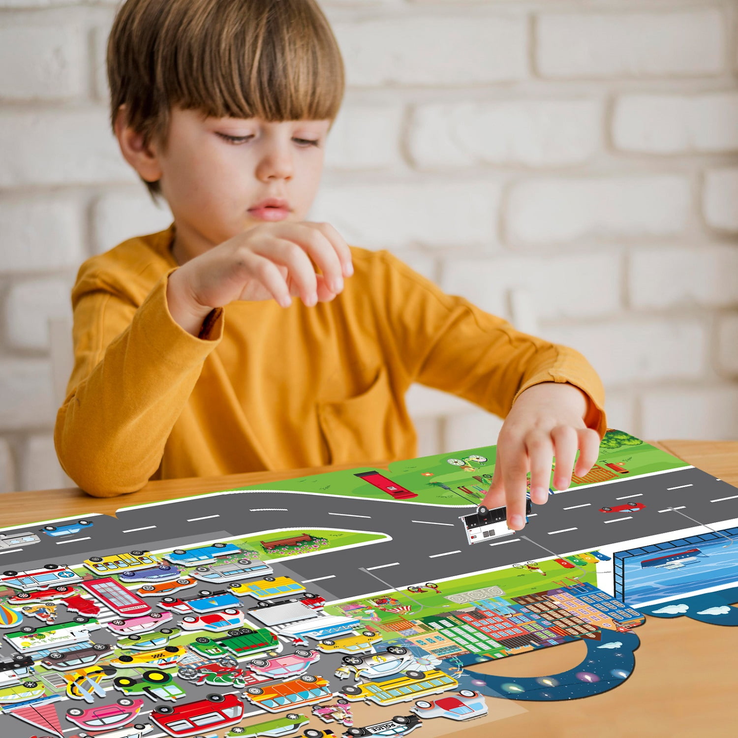 Elfew Puffy Sticker Books for Kids, 3D Reusable Construction and Vehicle Activity Set (Green, 2 Pack) 1gy62
