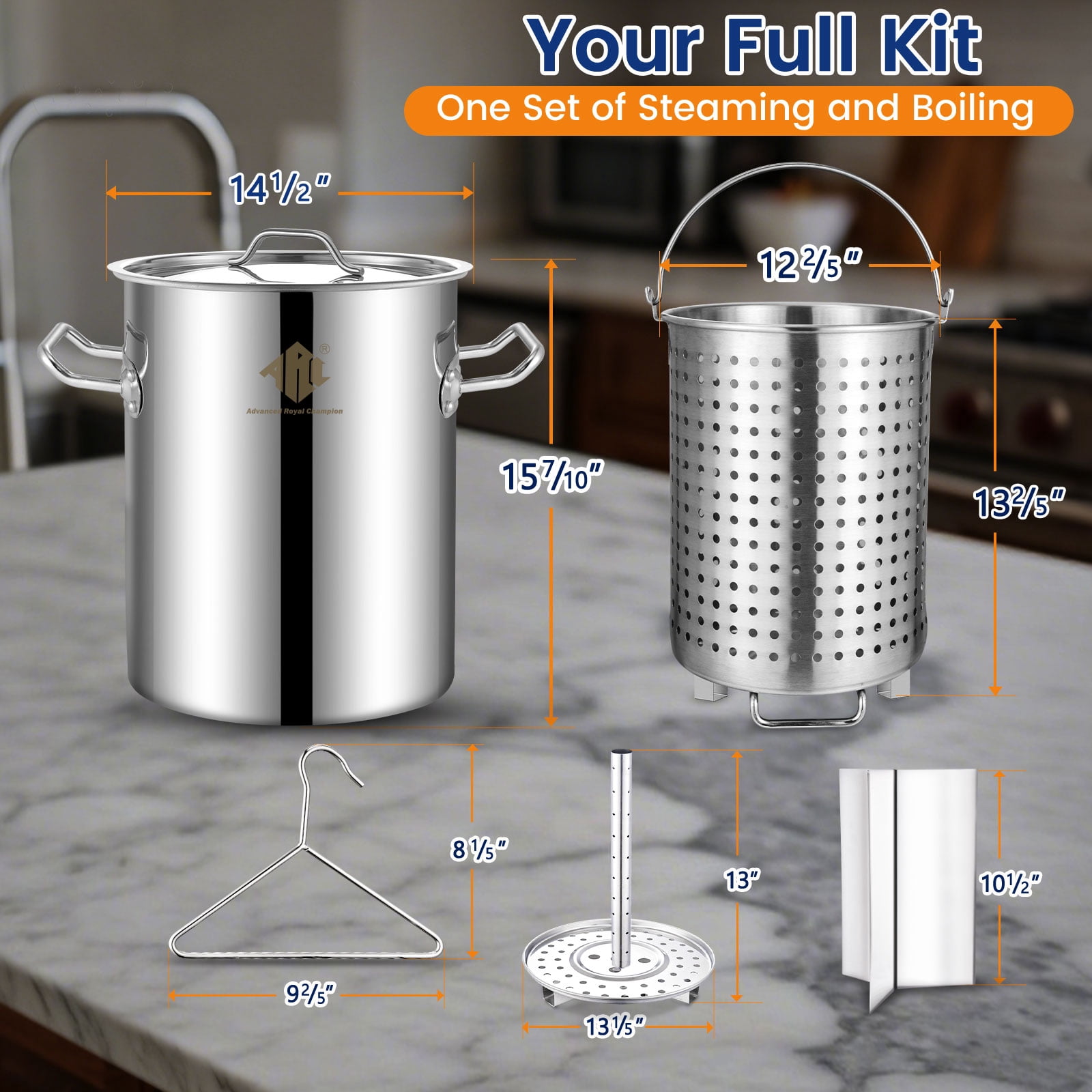 ARC Supplies Seafood Boiling Kit with 200,000 BTU Propane Burner and Stainless Steel Pot (Silver, 32 qt) 7hoxb