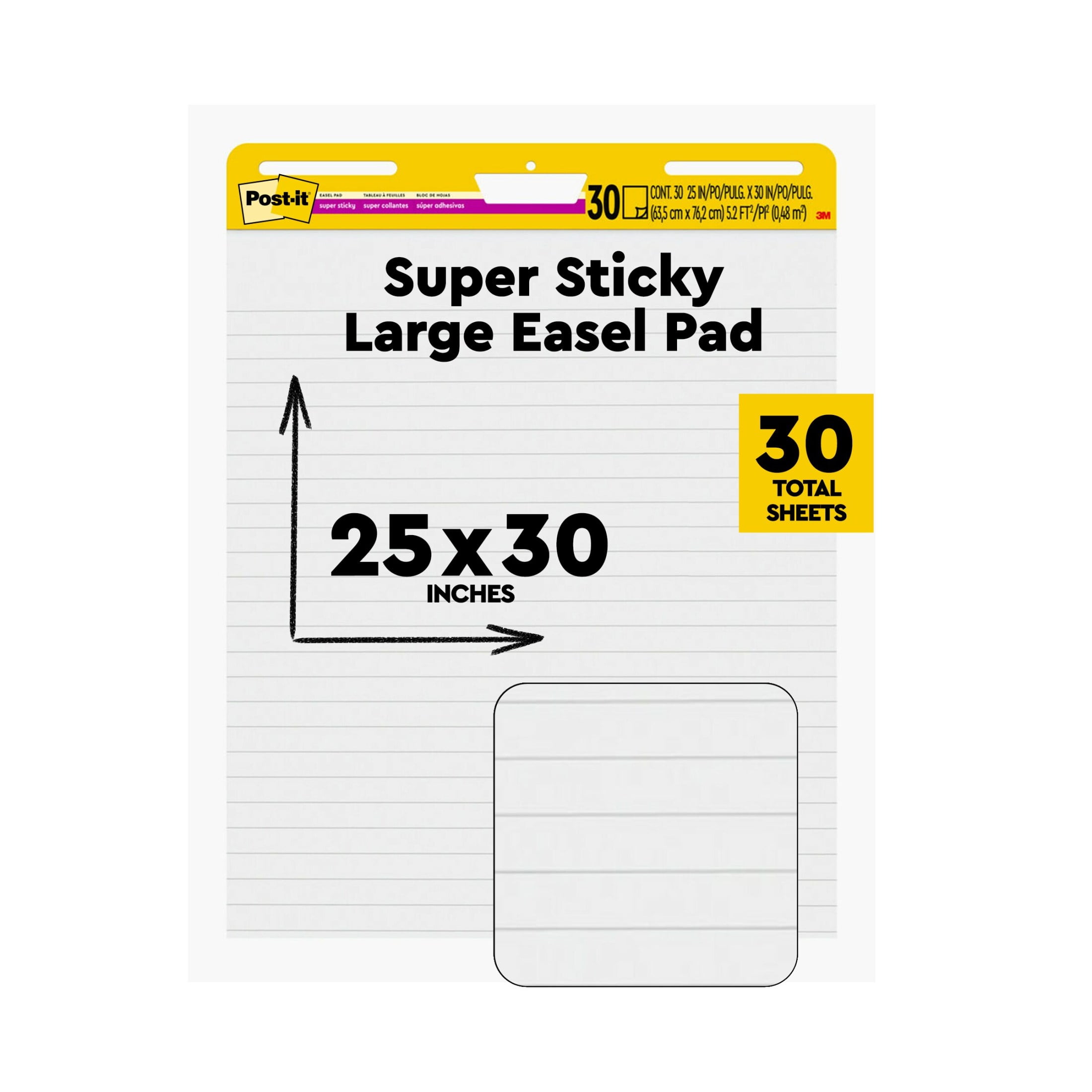 Post-it Super Sticky Easel Pad, Lined Self-Stick Flip Chart Paper (White, 25 in. x 30 in., 1 Pad) 4fw5r