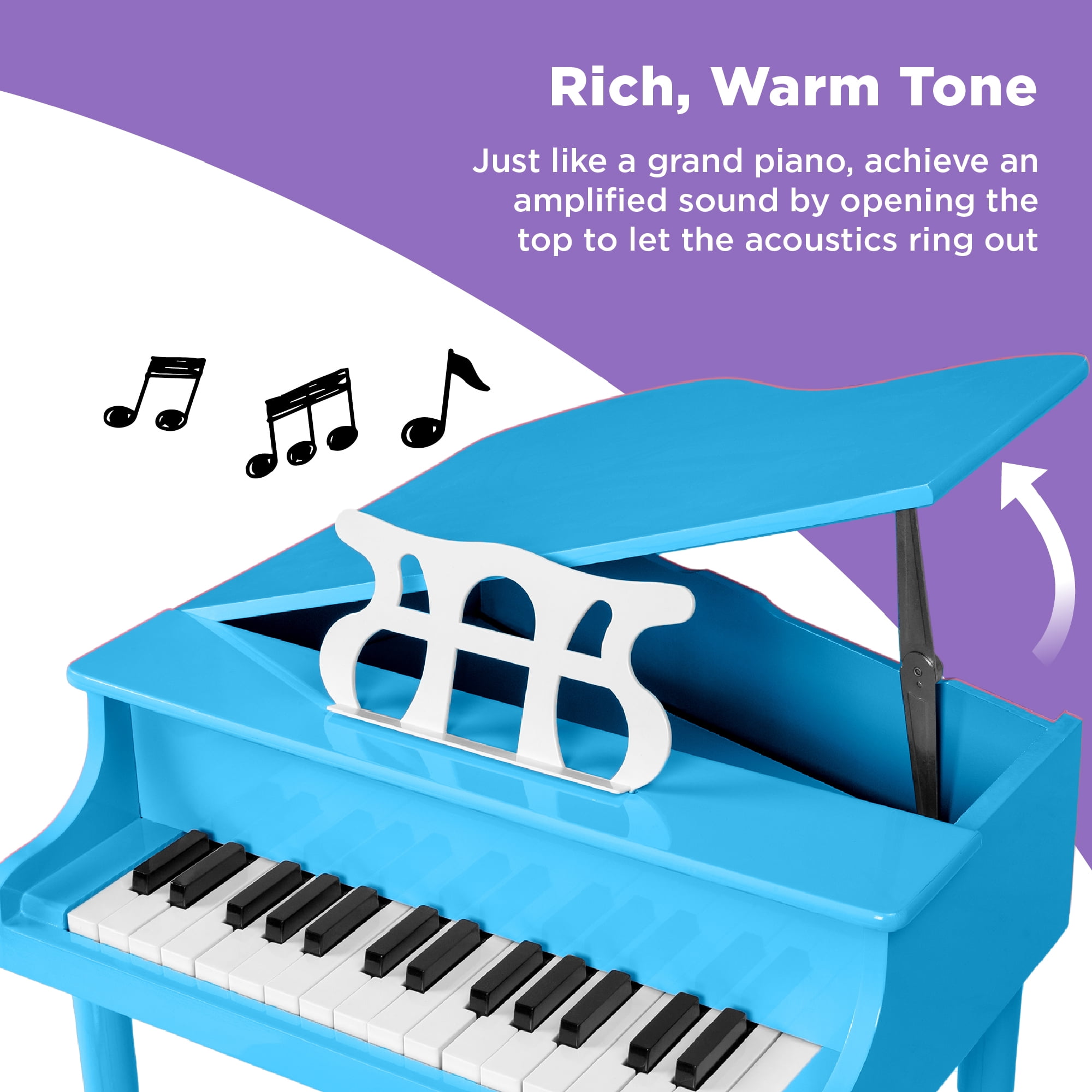 Best Choice Products Kids Classic 30-Key Mini Grand Piano with Bench and Music Accessories (Light Blue, 19.75 in x 19.75 in x 19.5 in) 12etf