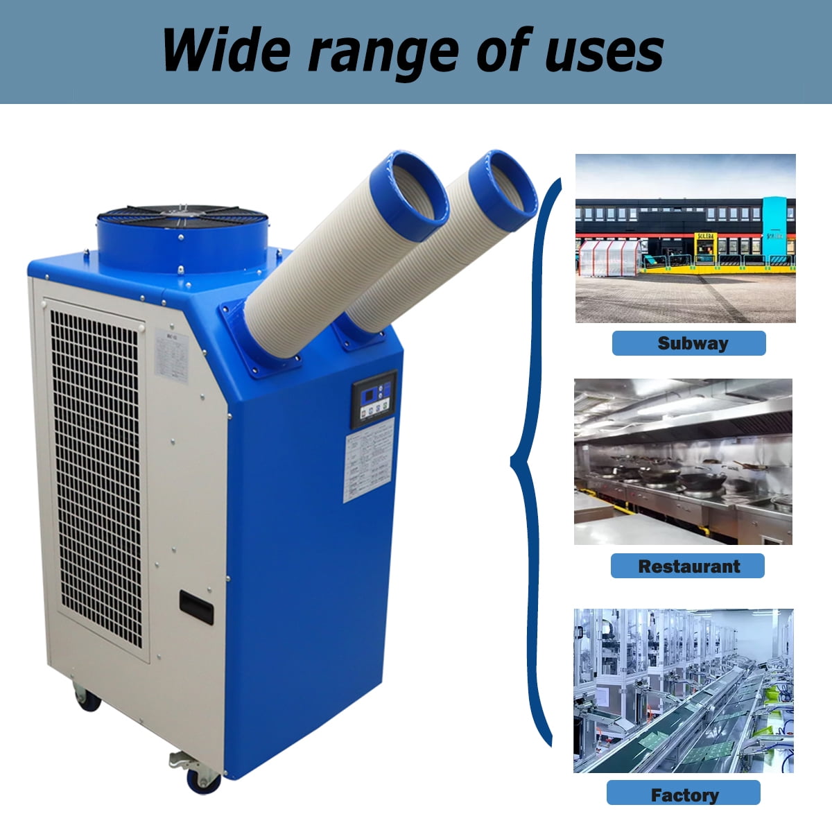 Techtongda Industrial Portable Air Conditioner Spot Cooler with Intelligent Control (Blue, 220V) defua