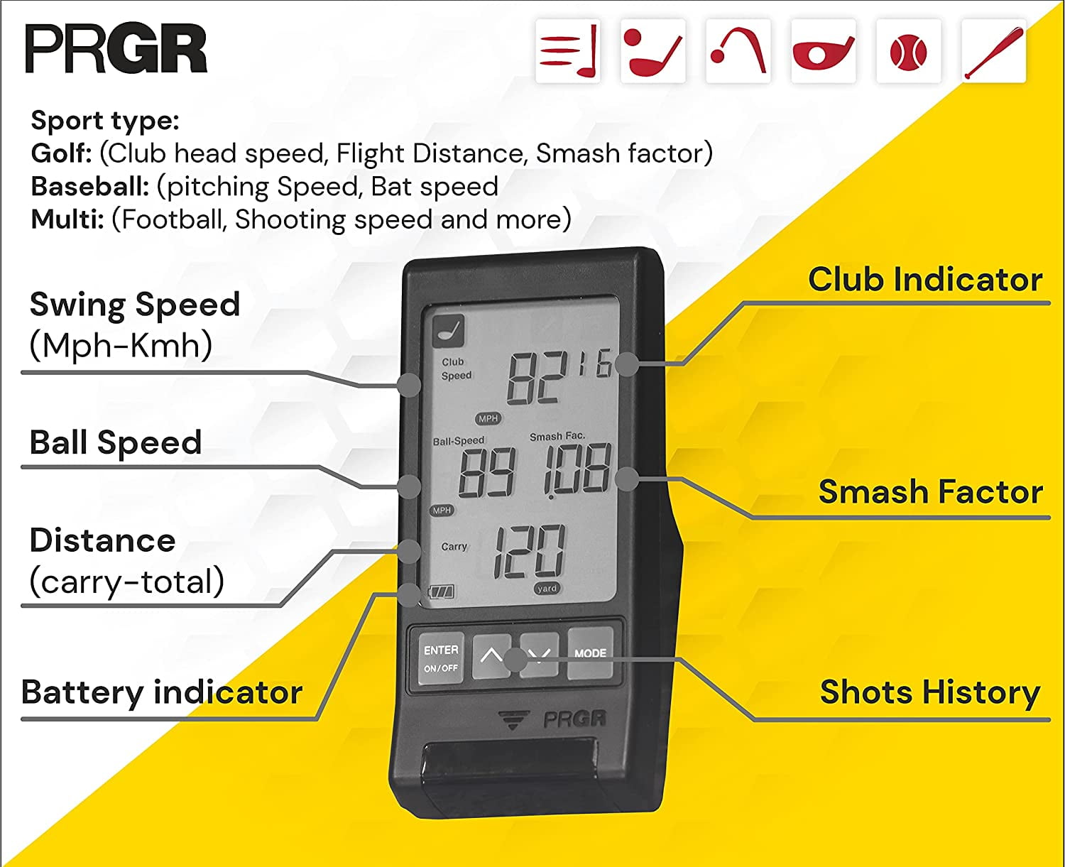 PRGR Pocket Golf Launch Monitor HS-130A (Black, 1 Unit) r1c12