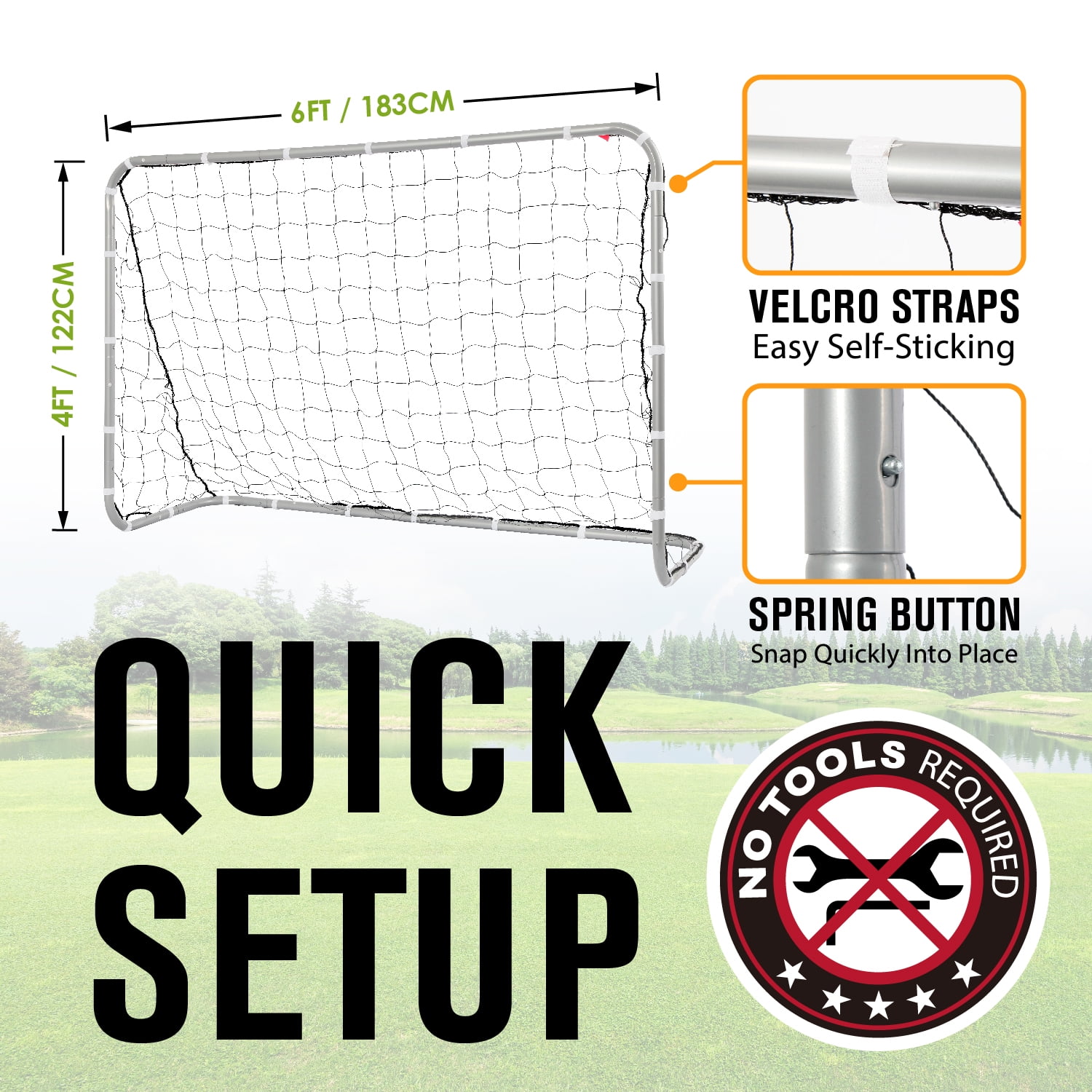 Net Playz Backyard Soccer Goal Heavy-Duty Steel Frame (Silver, 6 ft x 4 ft) yaf6a