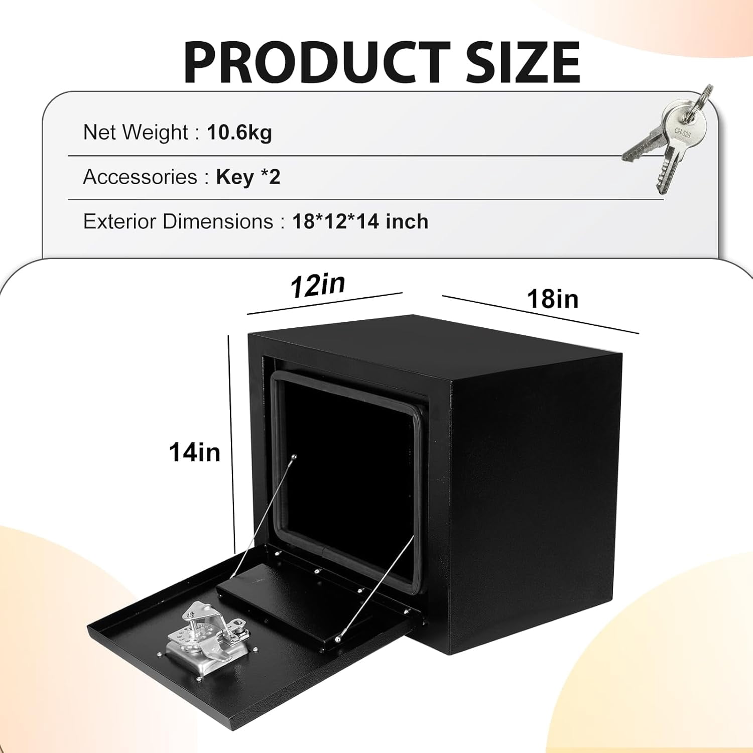 Vigorighter Heavy Duty Steel Underbody Truck Tool Box, Waterproof Storage Organizer with T-Handle Lock (Black, 18 in x 12 in x 14 in, Pack of 2) lpufr