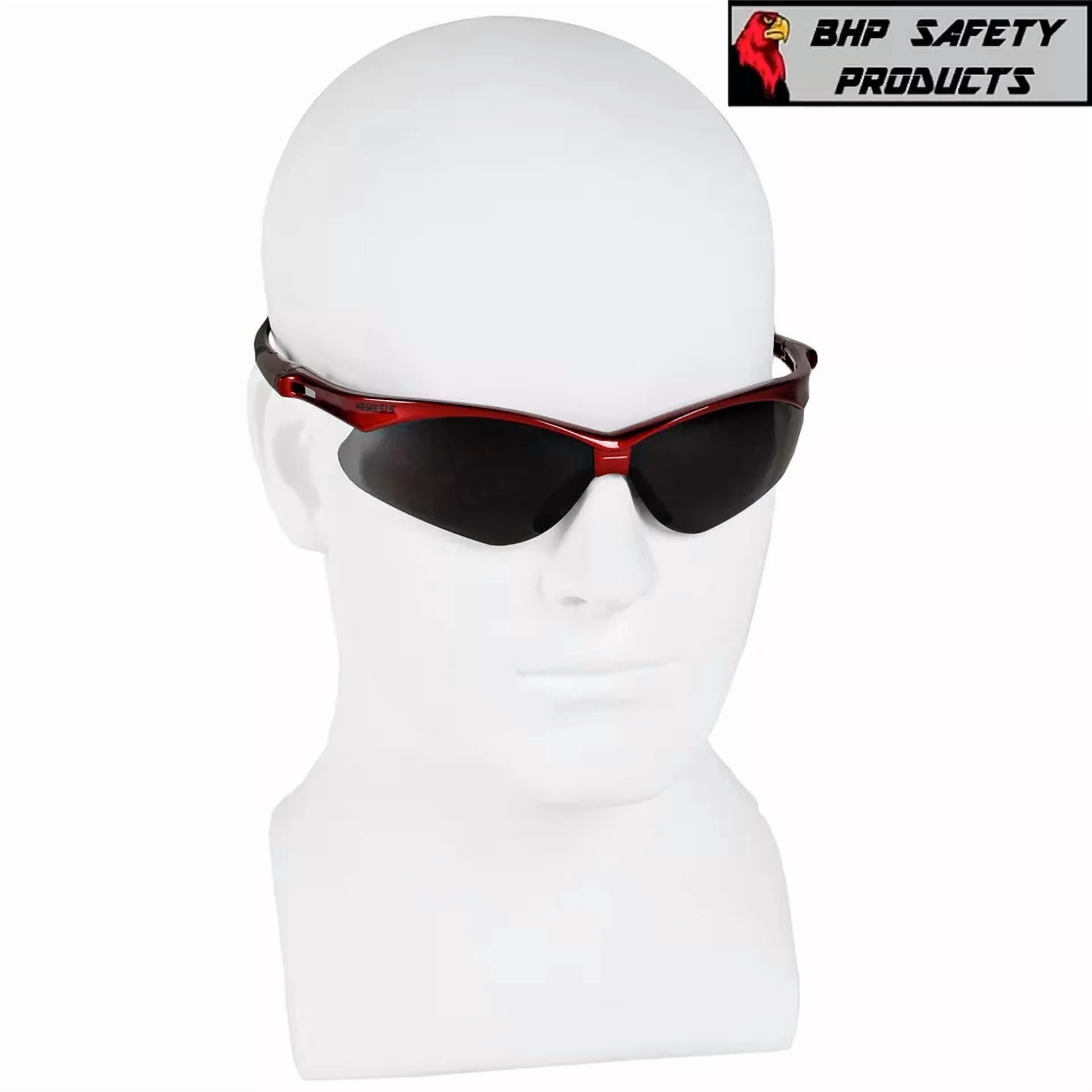 YANI Kleenguard Nemesis Safety Glasses with Smoke Lens and Red Frame (3 Pair Pack) opaih