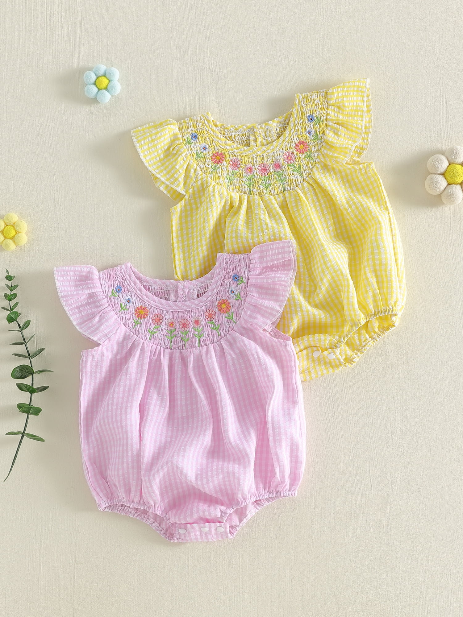 BemeyourBBs Newborn Baby Girls Summer Bubble Romper (Pink, 0-3 Months) 4zaet