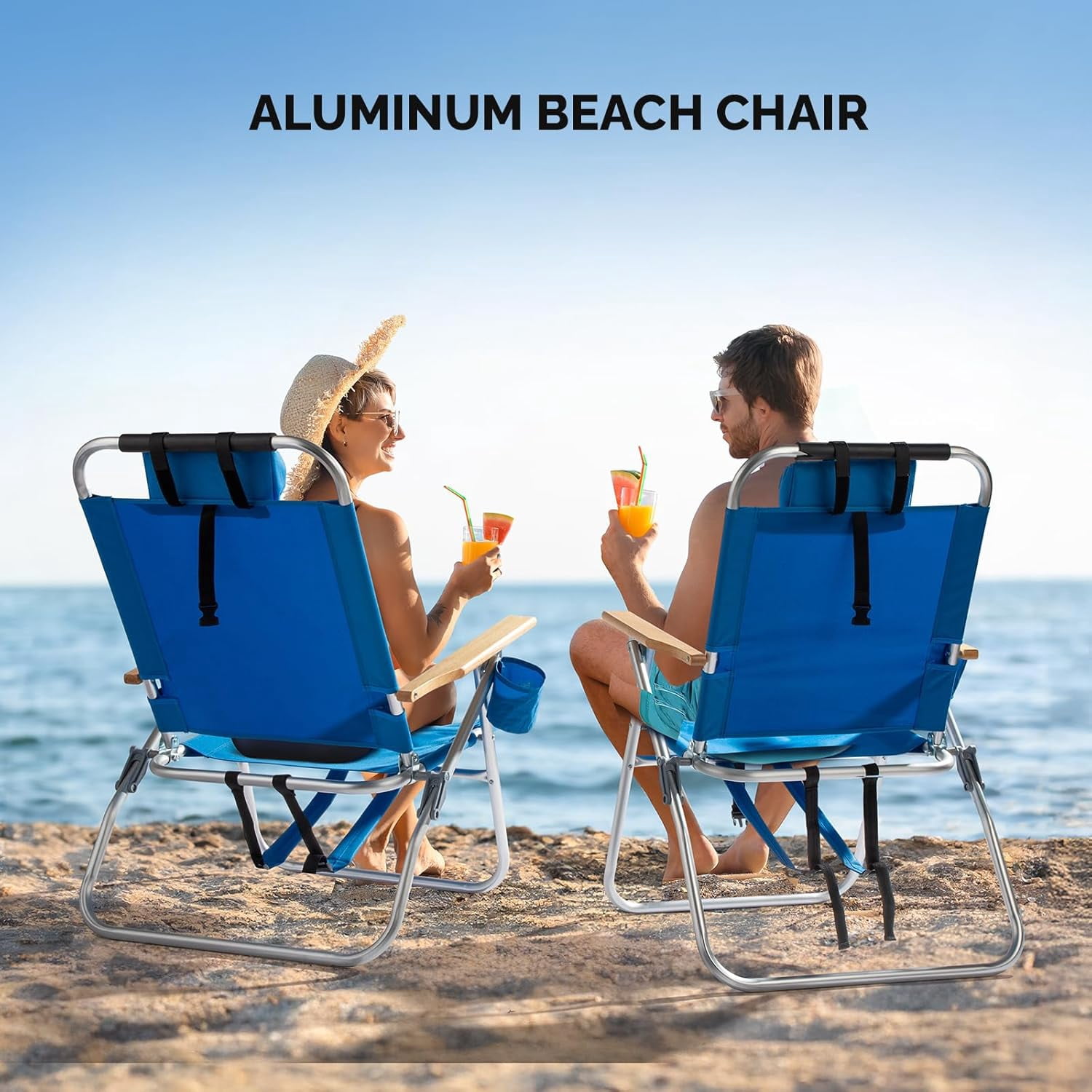 PEXMOR Portable Aluminum Beach Chair, 3-Position Reclining Backpack Chair with Cup Holder (Pink, 17 in Seat Height) ypuff