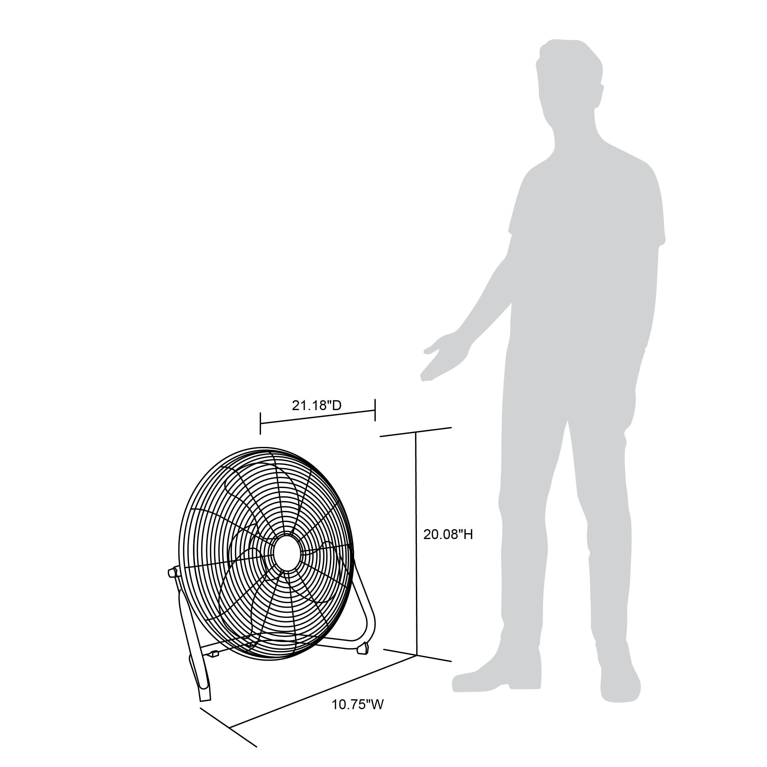 NewAir 18 in High-Velocity Industrial Floor Fan, Heavy-Duty Metal Construction, 3-Speed Adjustable Tilt (Black, 18 in) sizzs