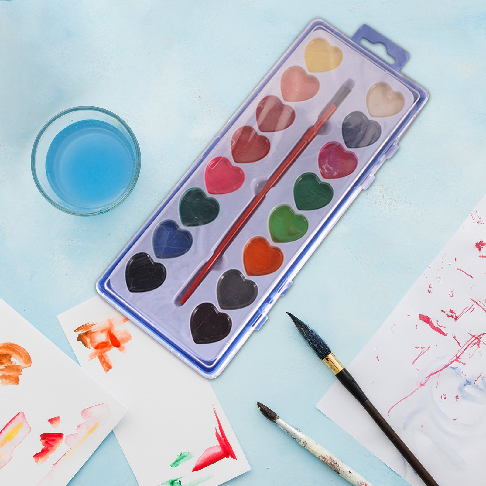 Darzheoy Watercolor Paint Set, Washable Art Supplies with Paintbrush (16 Colors) jxqqc