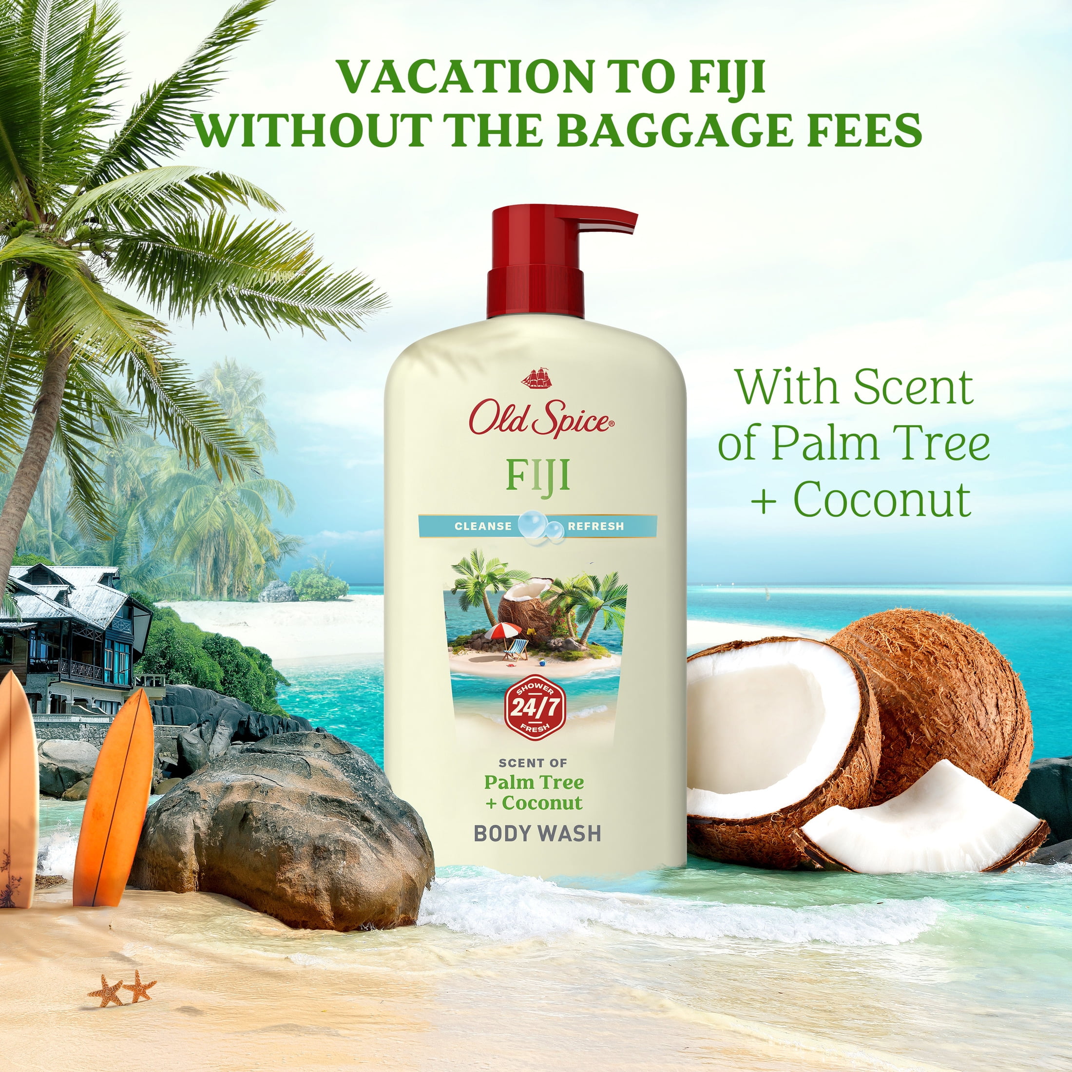Old Spice Fiji Body Wash for Men, Refreshing Scent with Coconut and Lavender (30 fl oz) syhwx