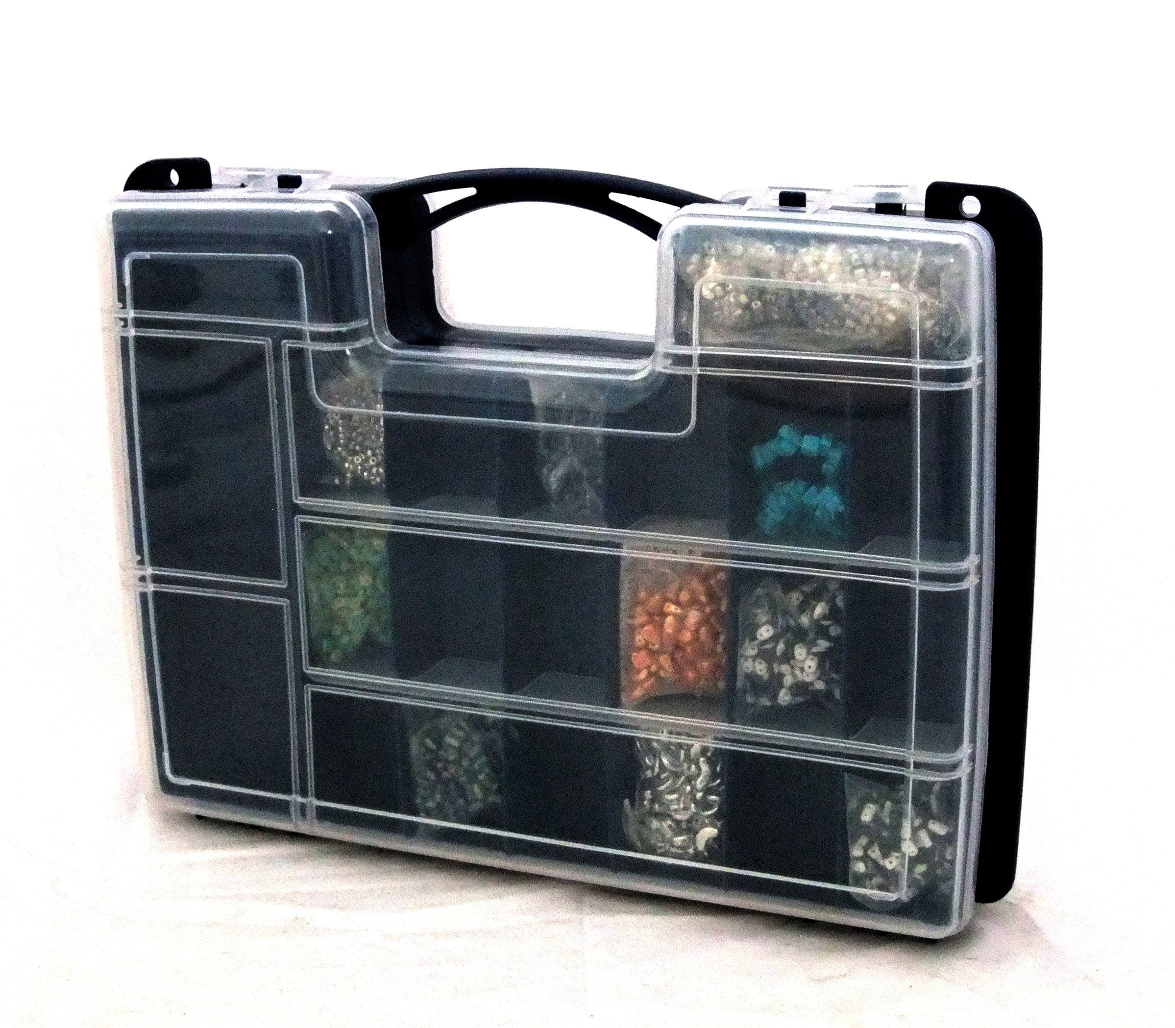 The Beadsmith Double Sided Storage Organizer with See Thru Lids (Black, 11.25 in x 8.5 in x 2.75 in) 9p5qy