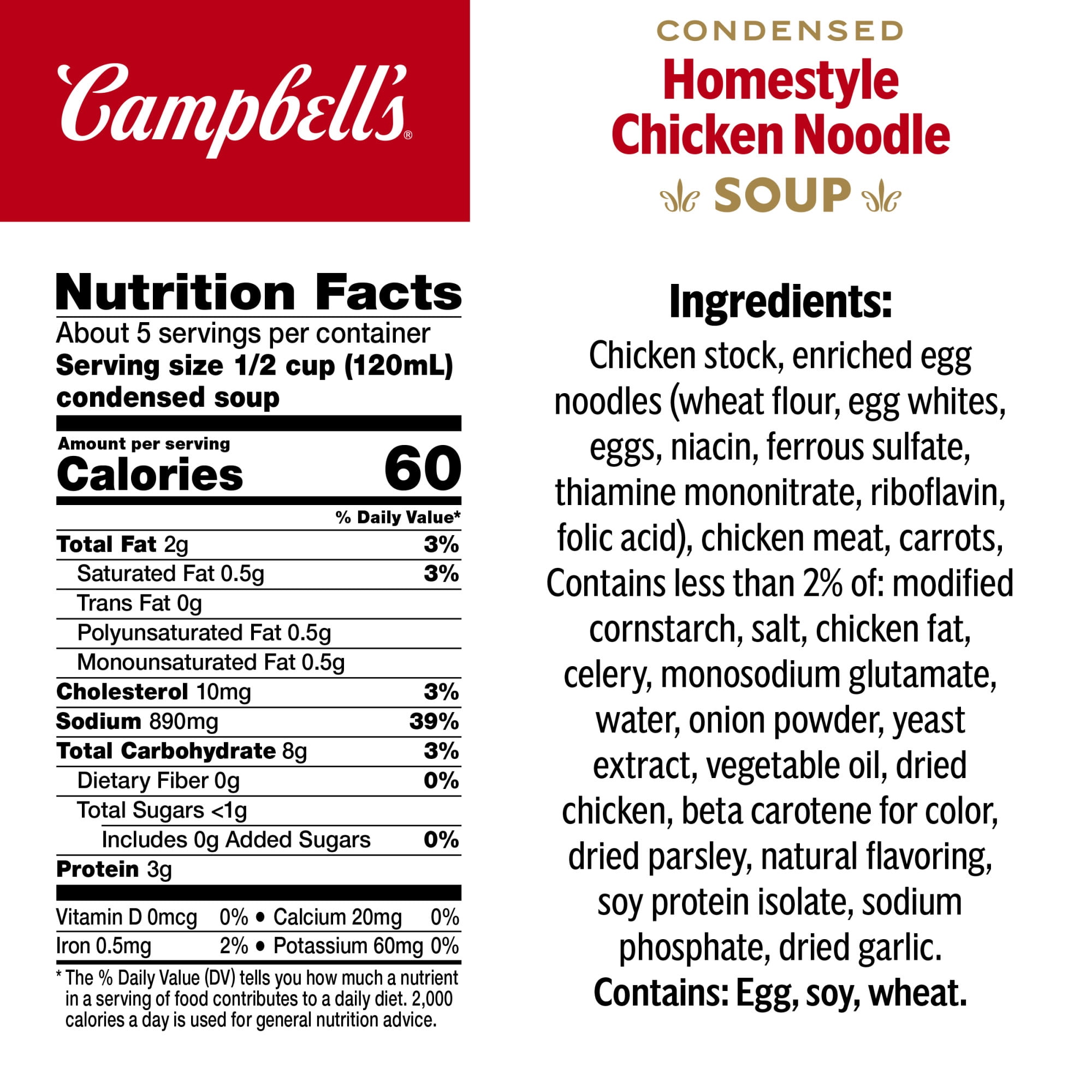 Campbell's Condensed Homestyle Chicken Noodle Soup (Family Size, 22.2 oz) la2v9