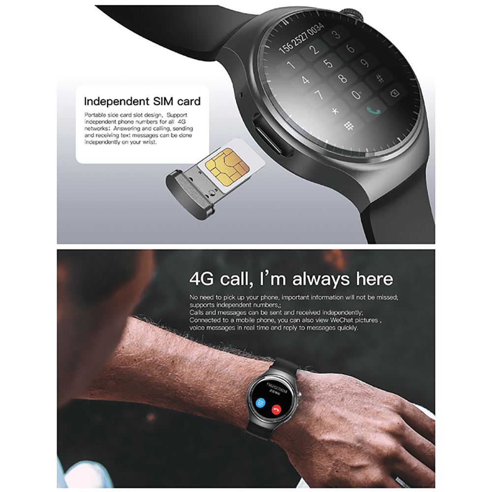 Rainbuvvy DM80 4G Smart Watch with AMOLED Display, GPS, Fitness Tracker, and Sleep Monitoring (Black, 1.43 in) nqwd4